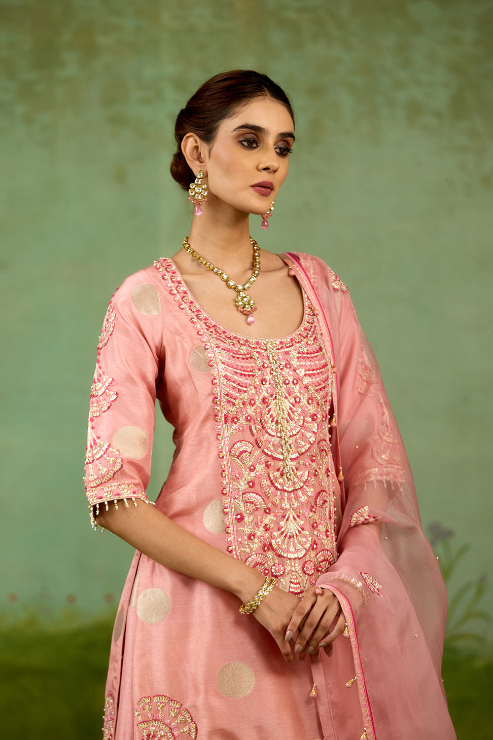 Coral Pink Sharara Set