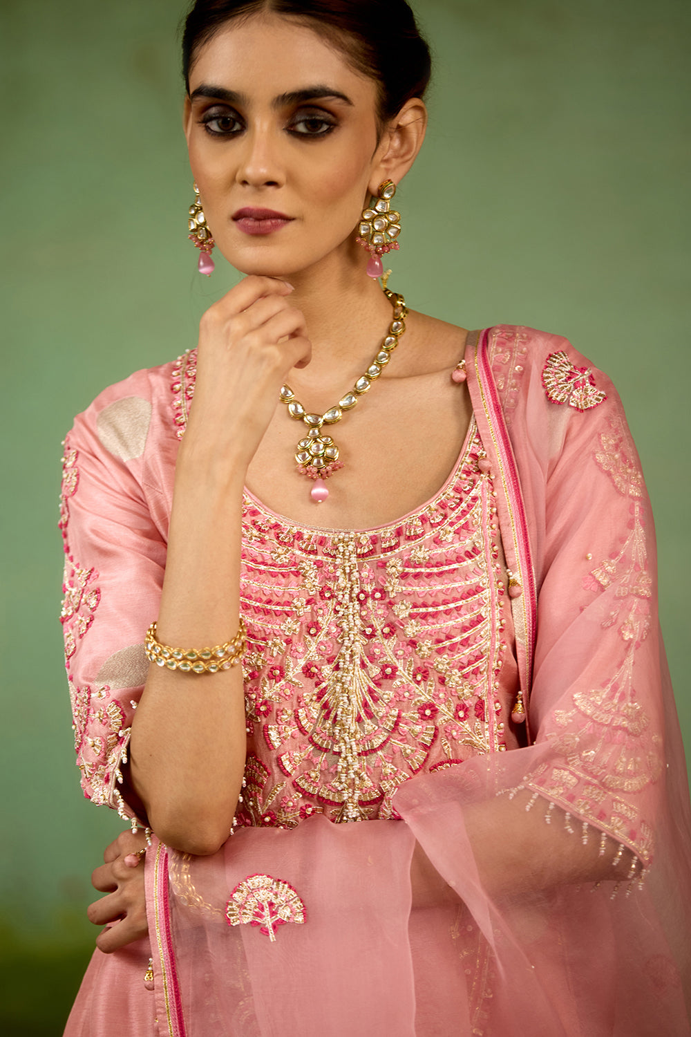 Coral Pink Sharara Set