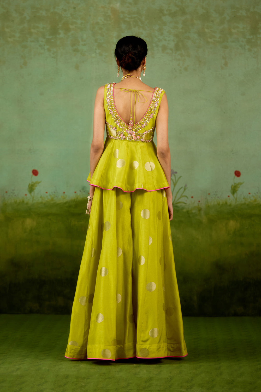 Bright Green Sharara Set