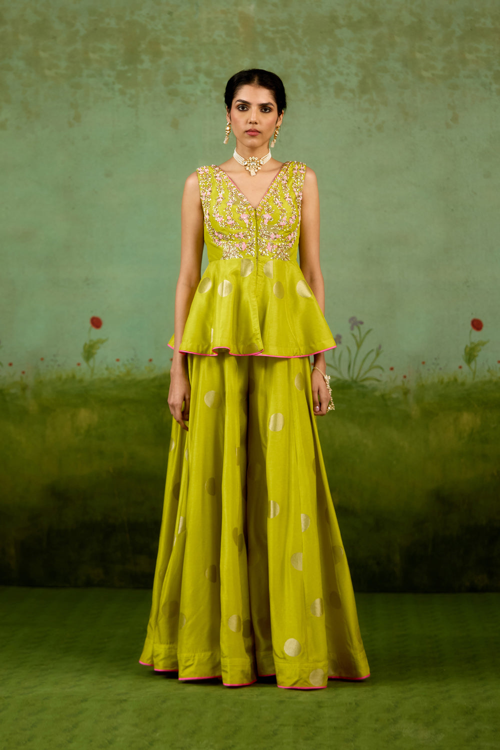 Bright Green Sharara Set