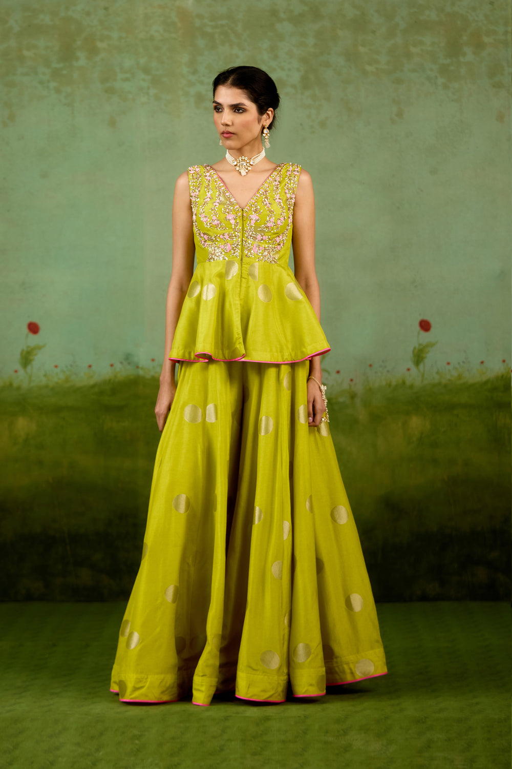Bright Green Sharara Set