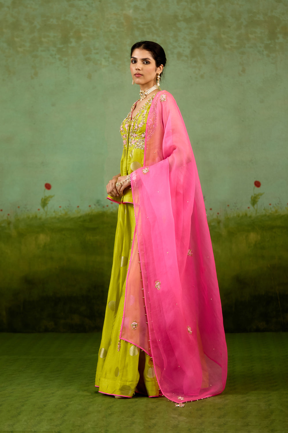 Bright Green Sharara Set