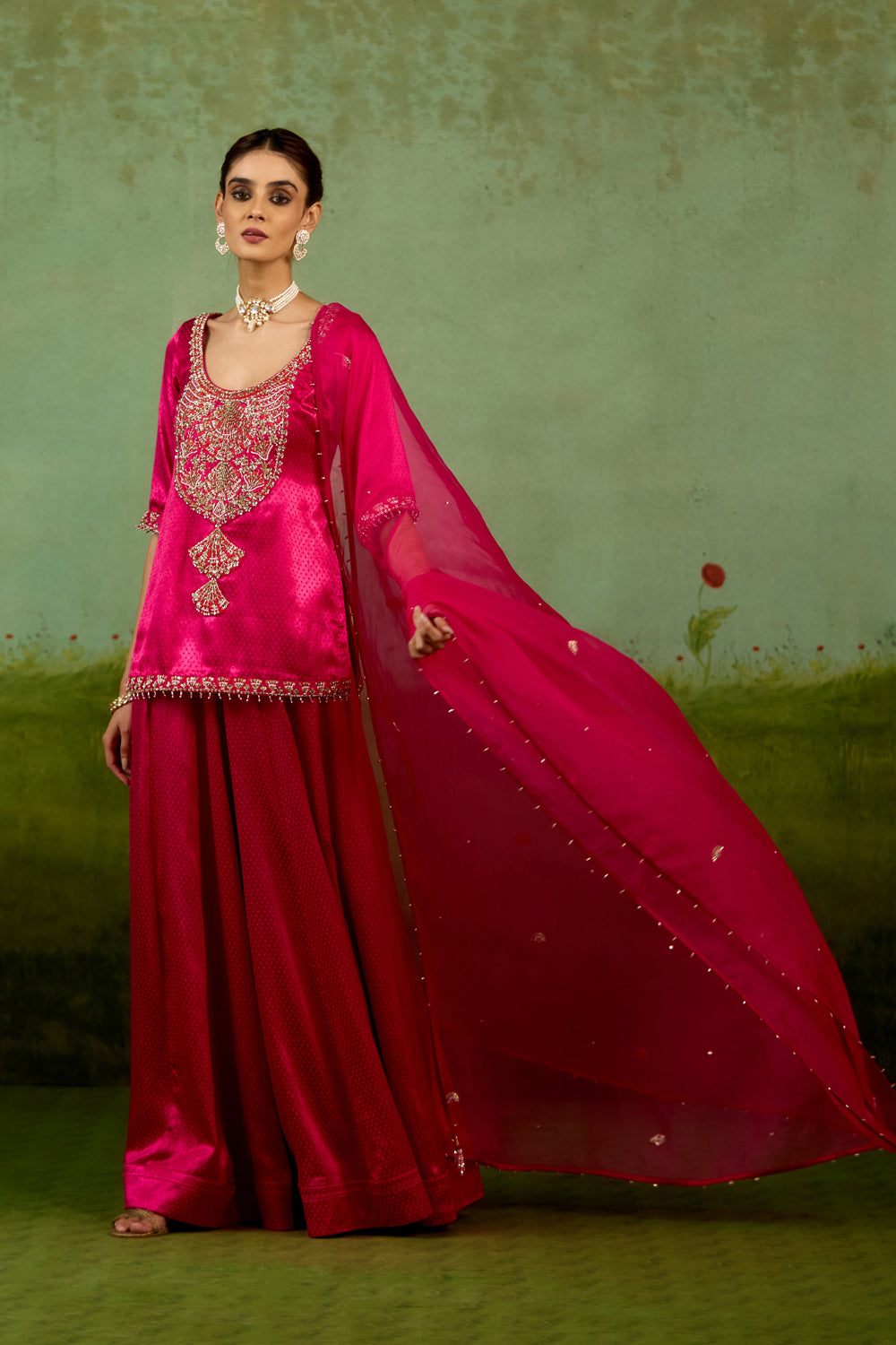 Magenta Pink Sharara Set