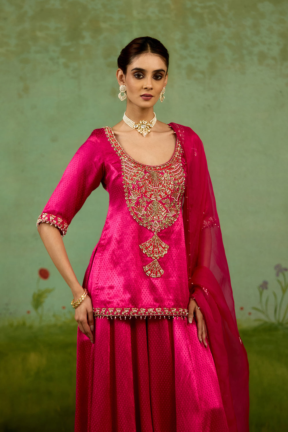 Magenta Pink Sharara Set