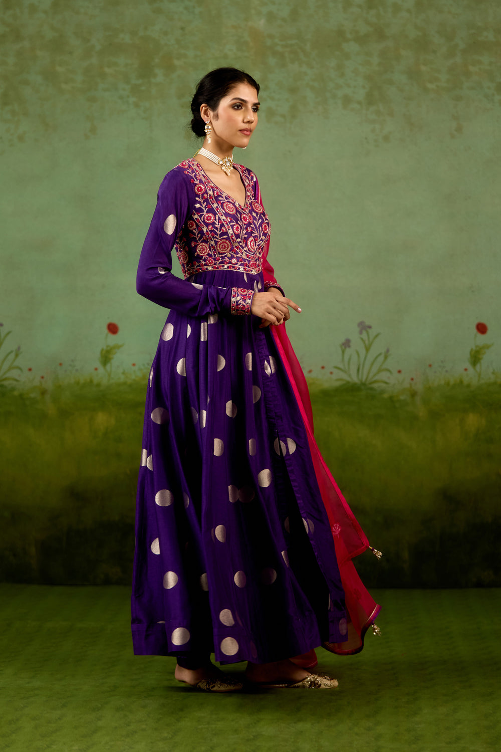 Heliotrope purple Anarkali Set