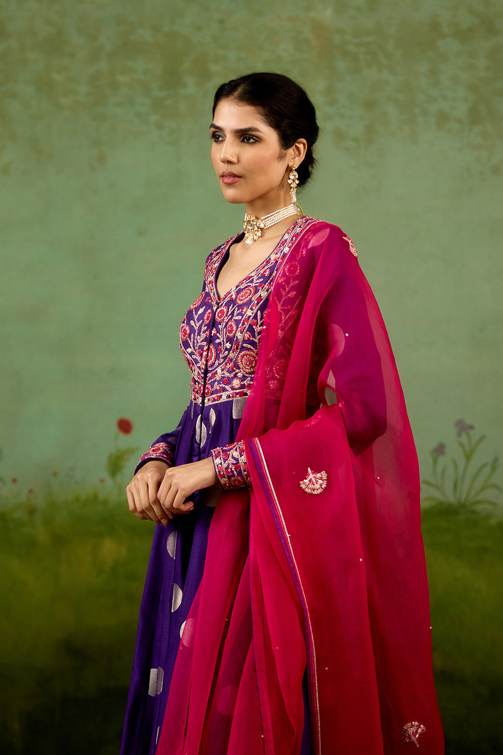 Heliotrope purple Anarkali Set