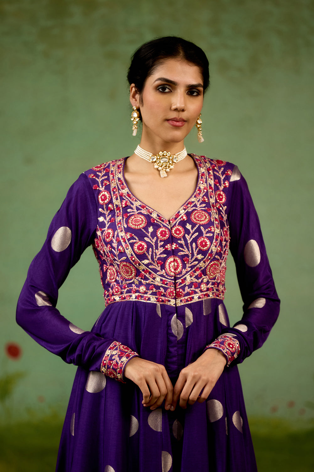 Heliotrope purple Anarkali Set
