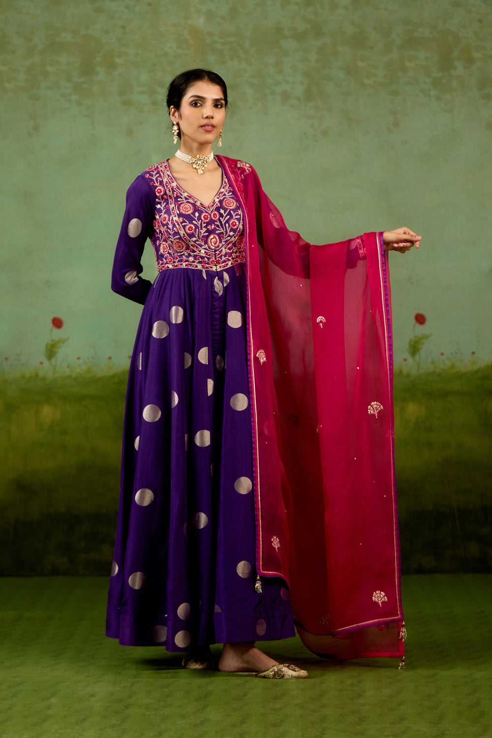 Heliotrope purple Anarkali Set