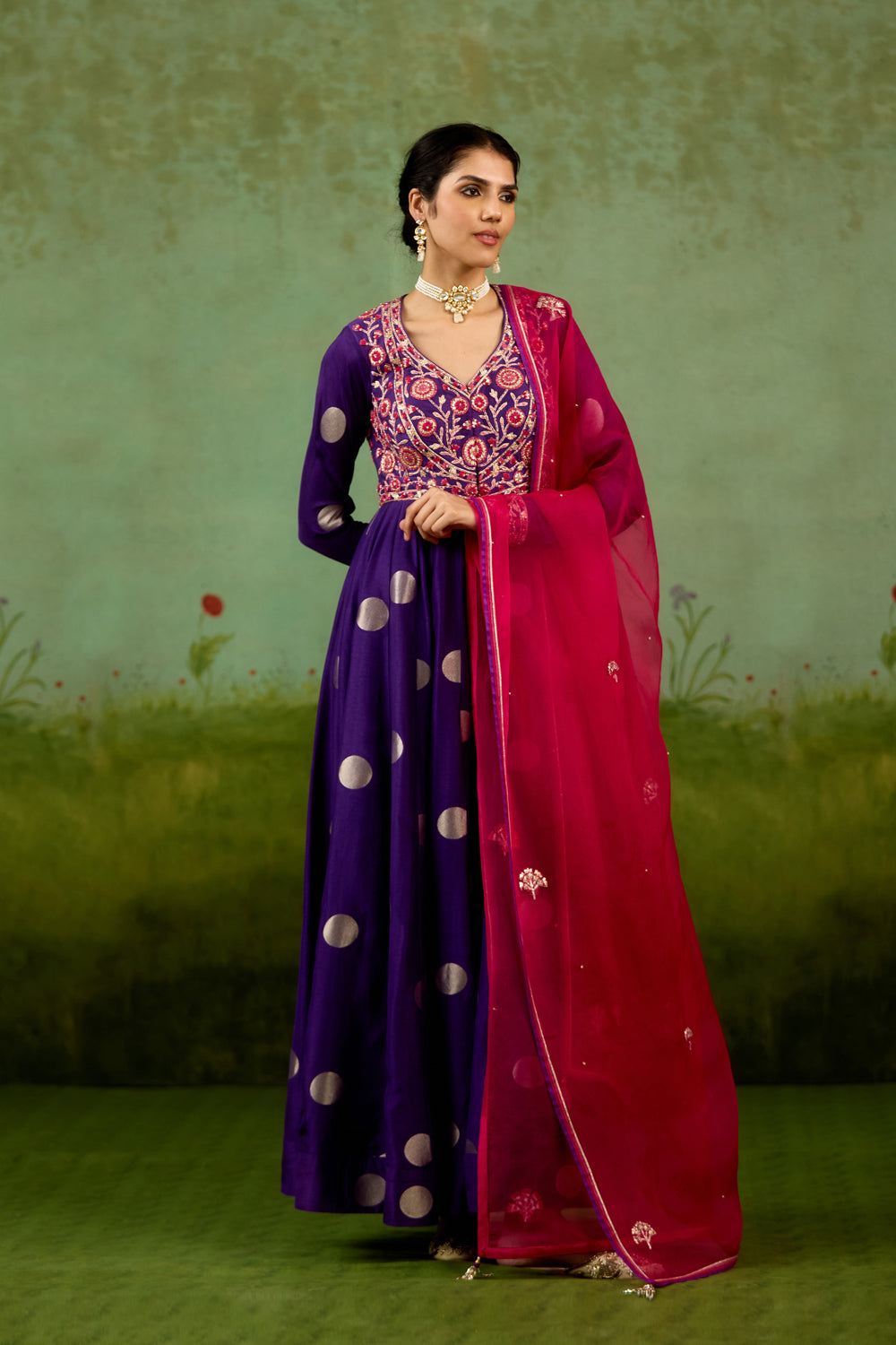 Heliotrope purple Anarkali Set