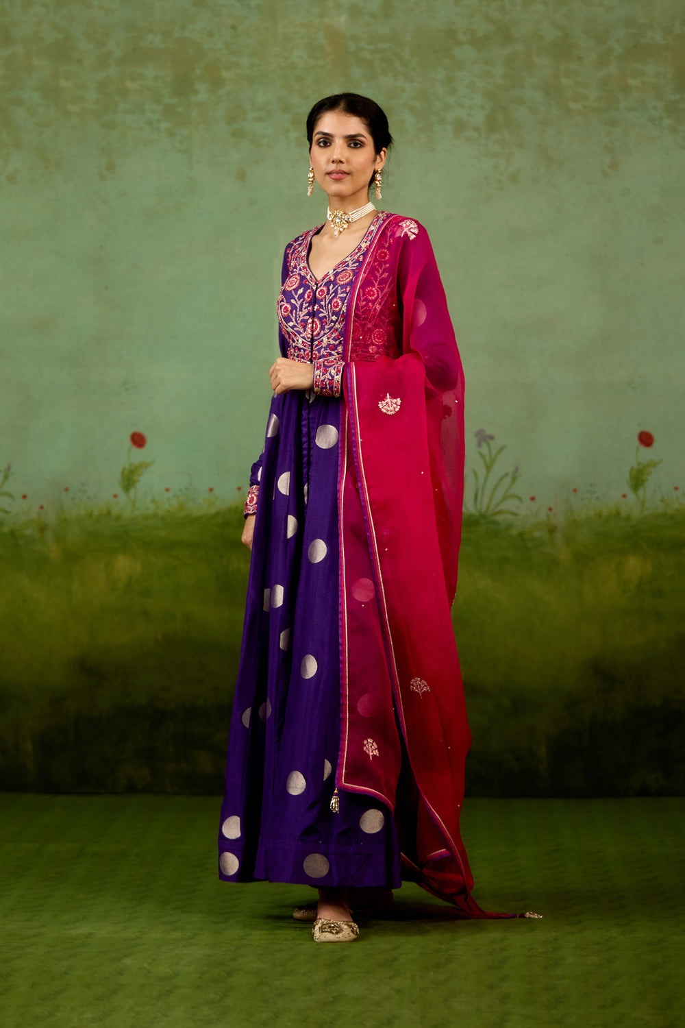 Heliotrope purple Anarkali Set