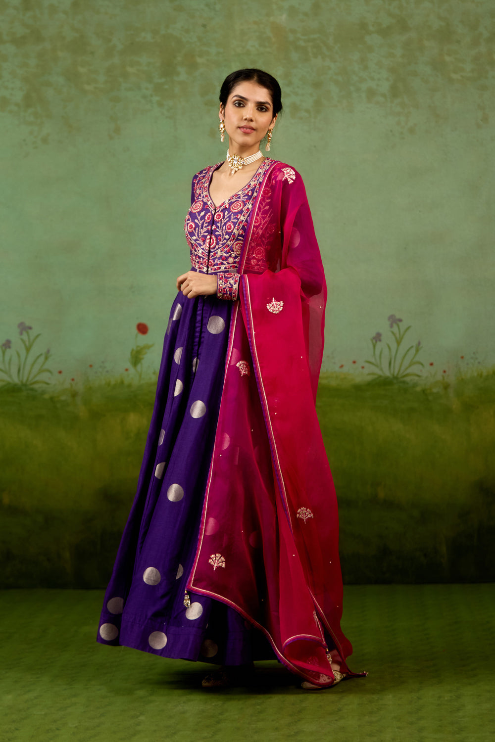 Heliotrope purple Anarkali Set