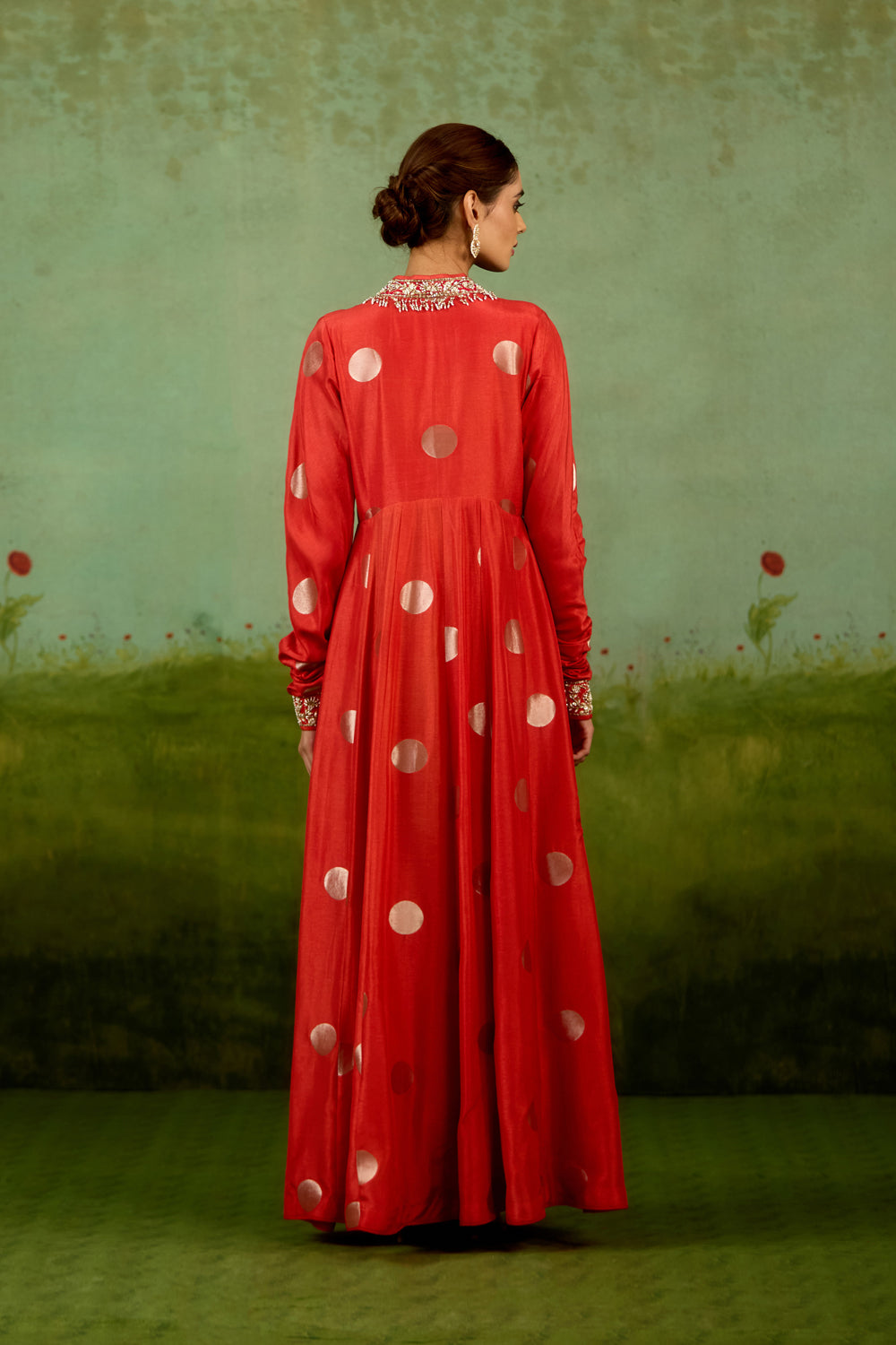 Burnt Orange Anarkali Set.