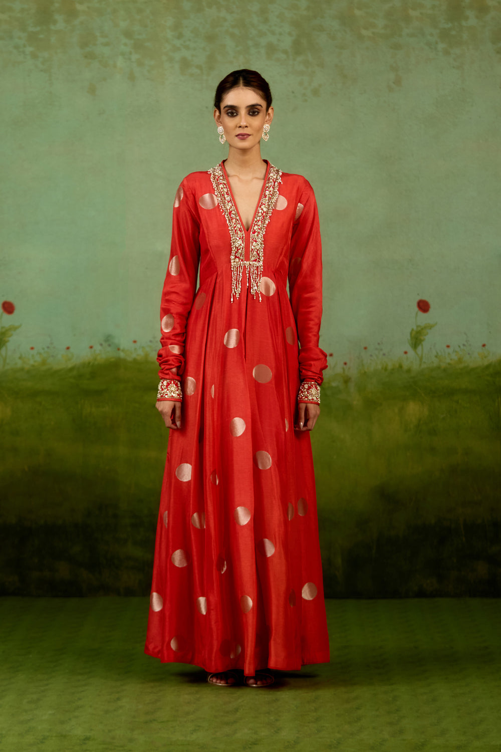 Burnt Orange Anarkali Set.