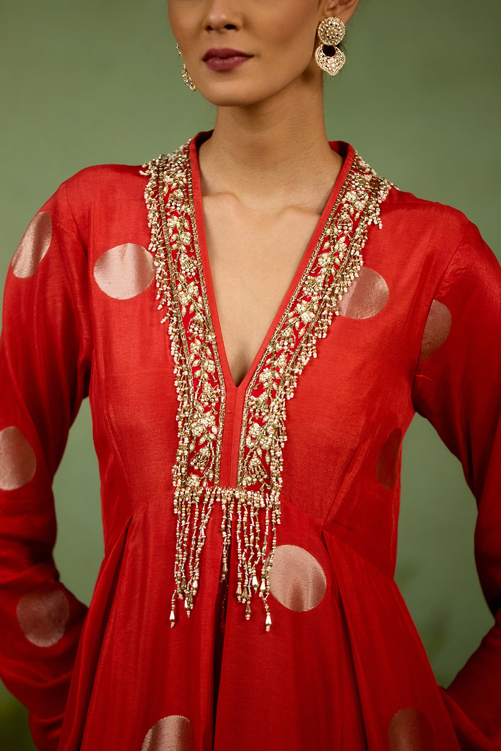 Burnt Orange Anarkali Set.