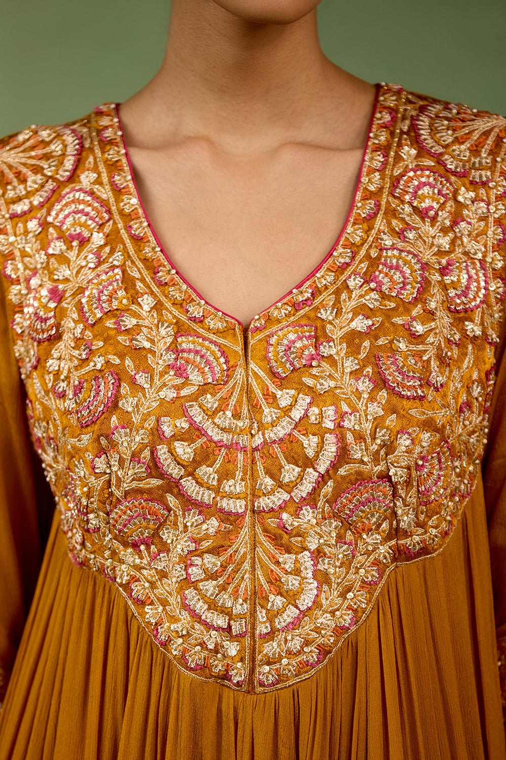 Mustard Yellow Anarkali Set