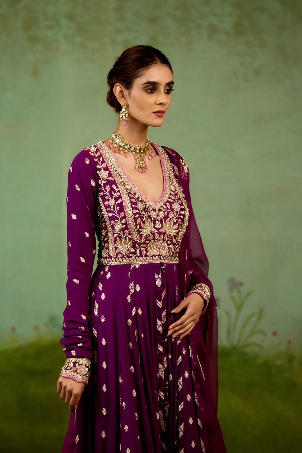 Wine Purple Anarkali Set