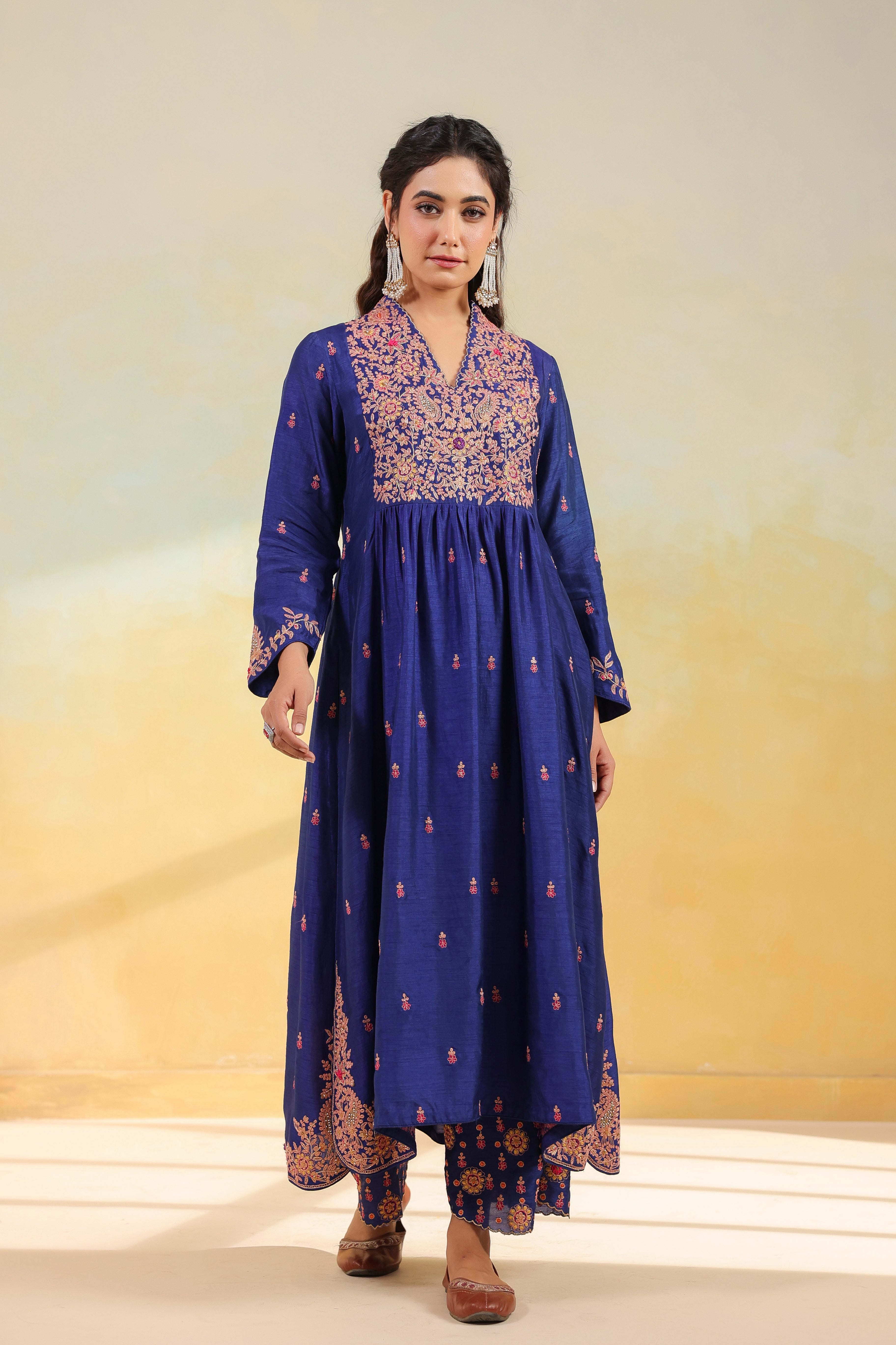 Electric Blue Kairi Buta Jaal Frockstyle