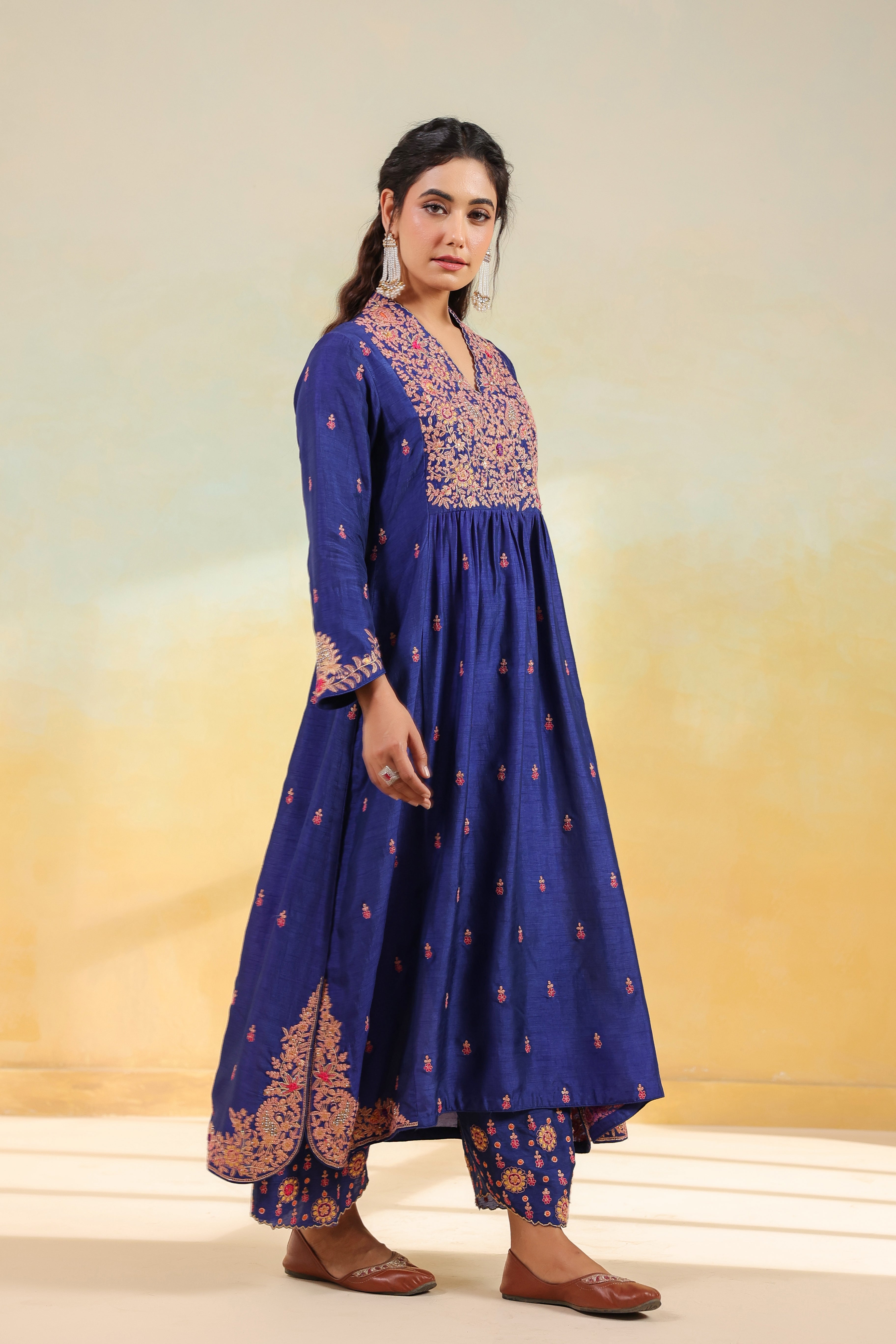 Electric Blue Kairi Buta Jaal Frockstyle