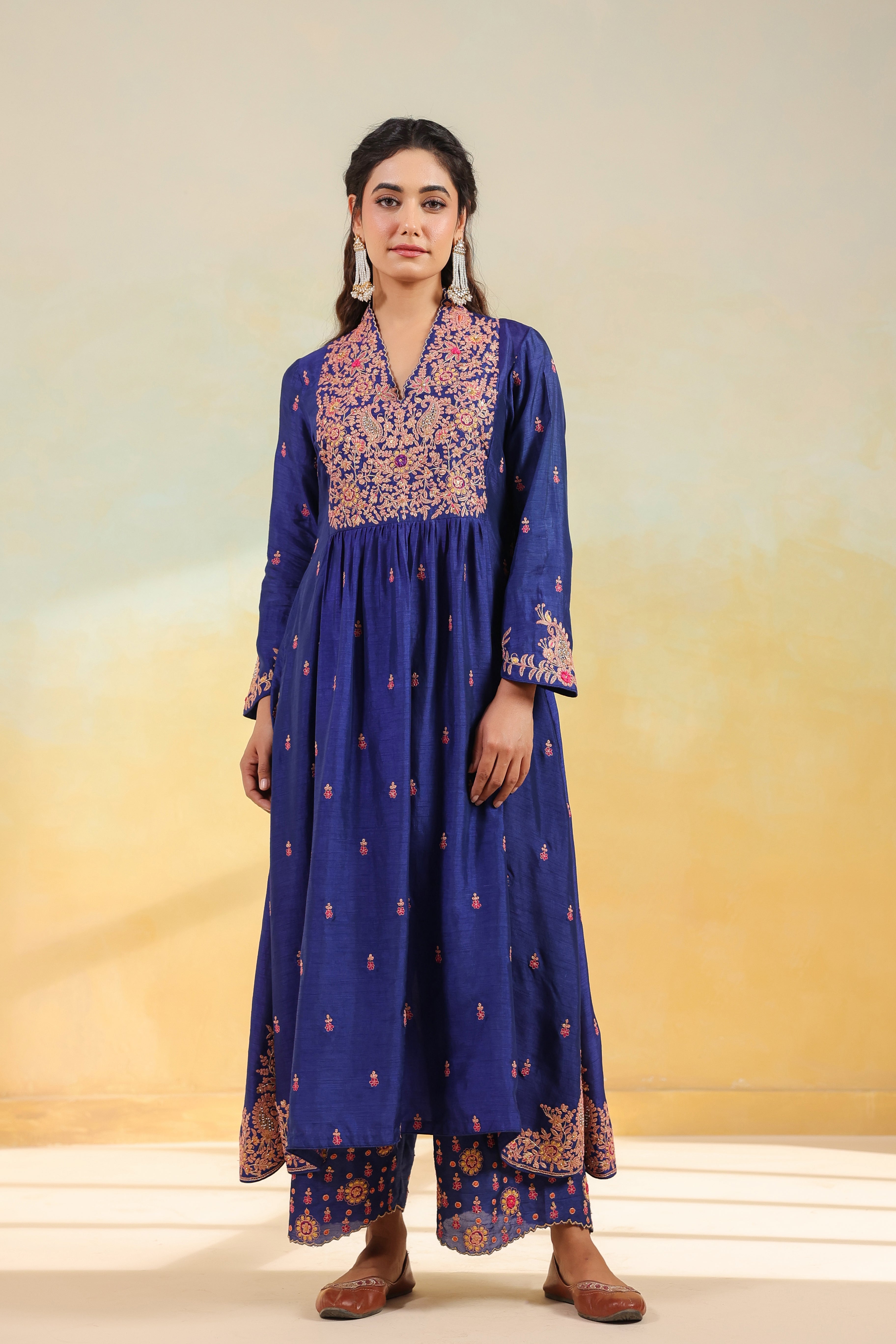 Electric Blue Kairi Buta Jaal Frockstyle