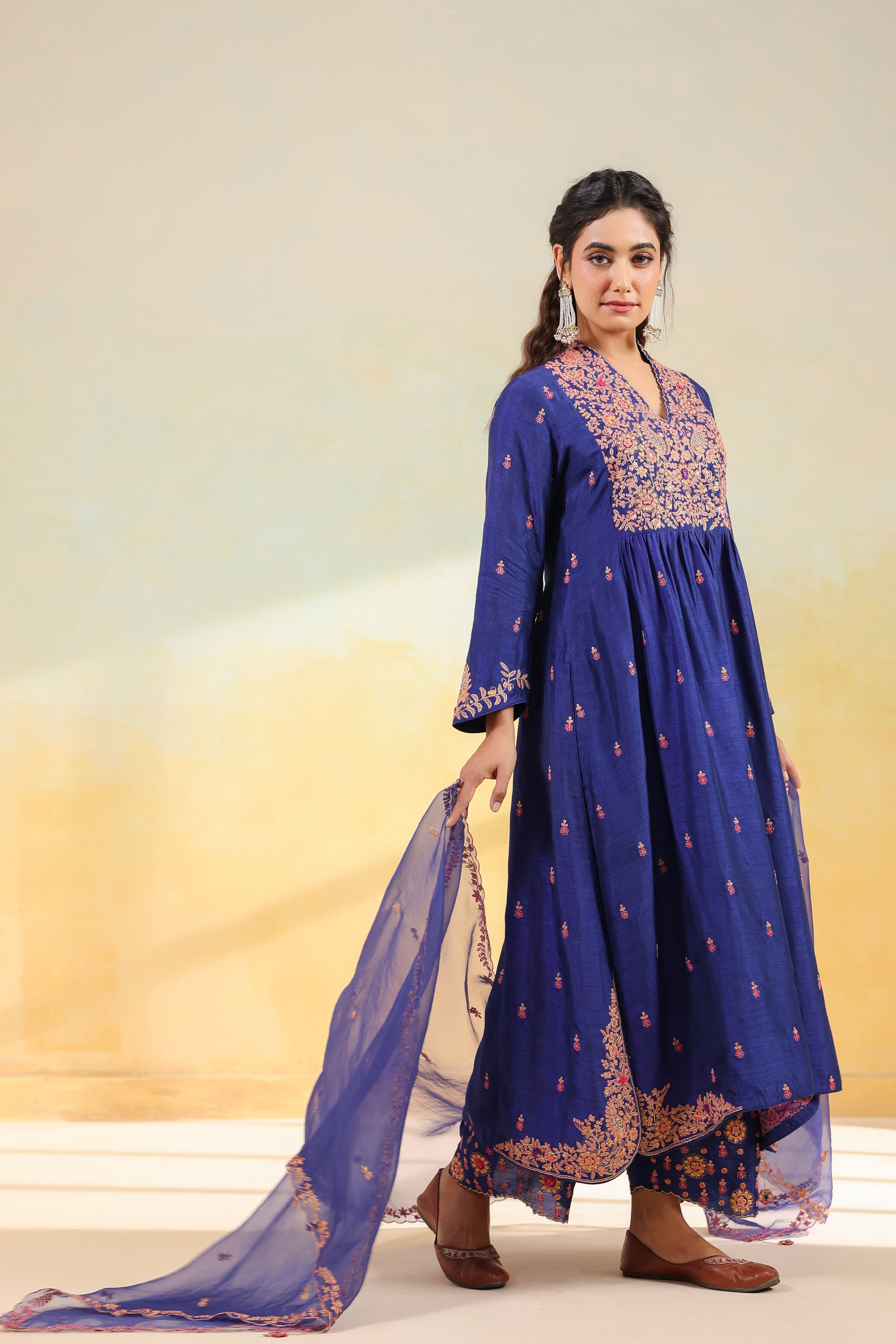 Electric Blue Kairi Buta Jaal Frockstyle