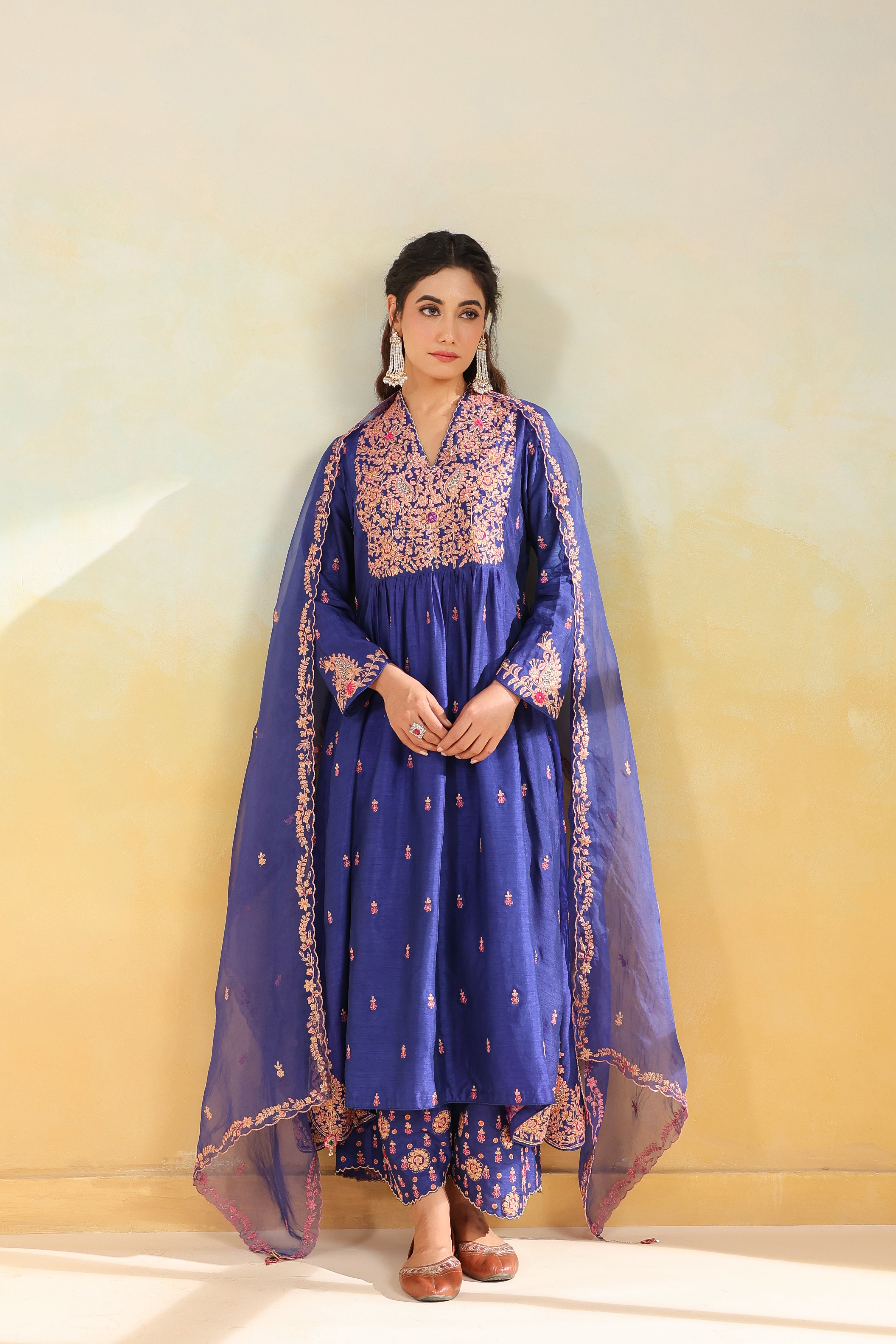 Electric Blue Kairi Buta Jaal Frockstyle