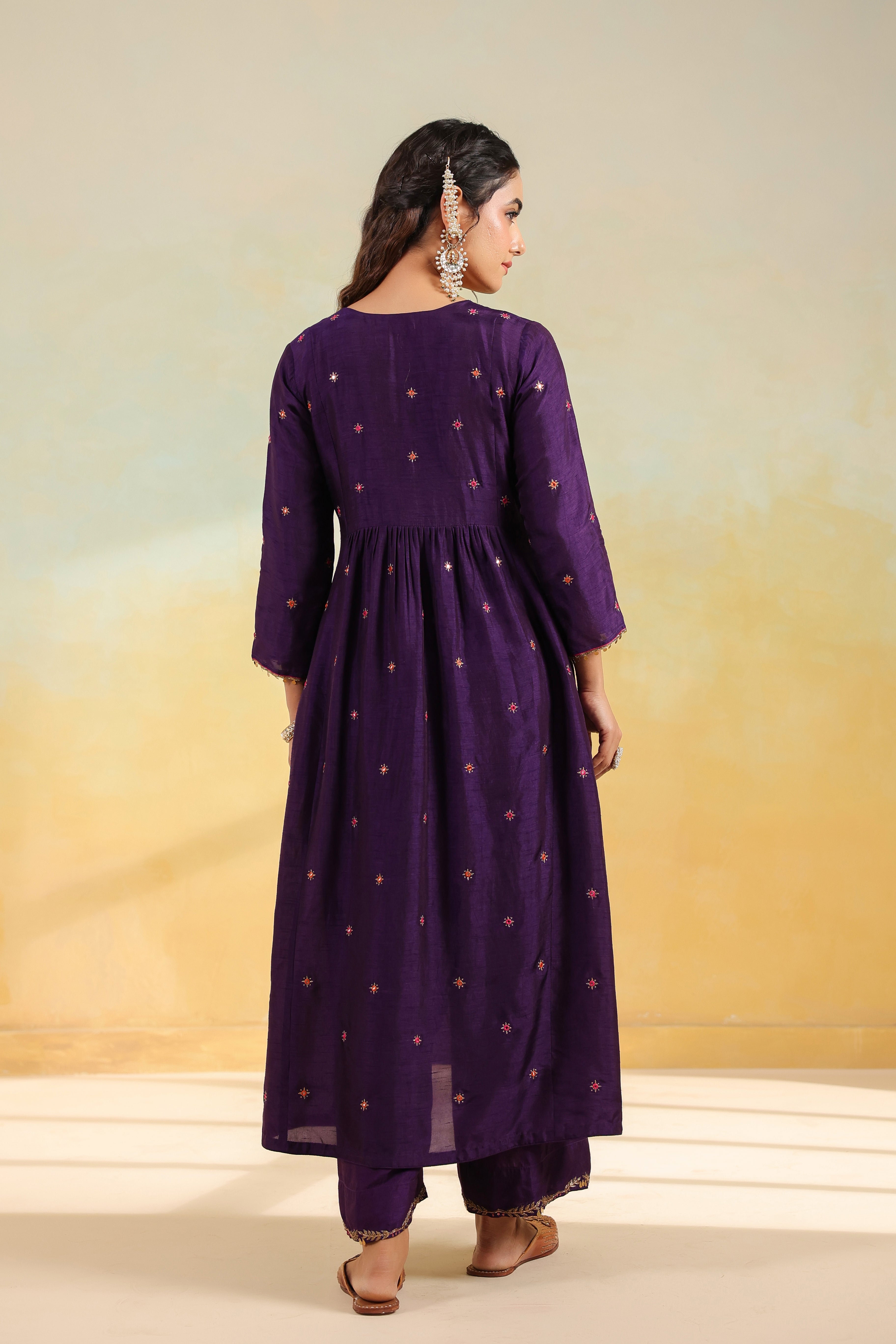 Purple Multicolor Zardozi Frockstyle