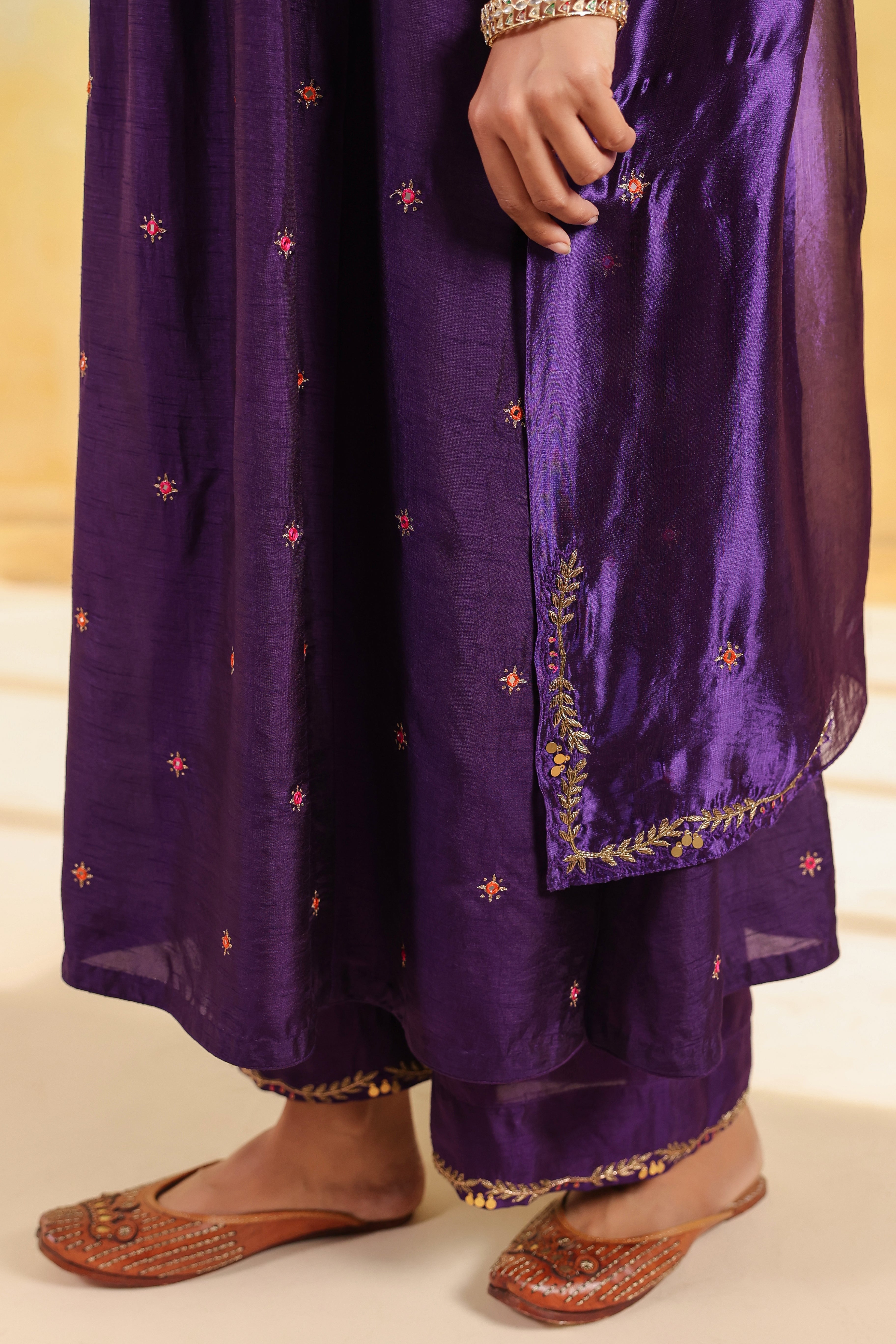 Purple Multicolor Zardozi Frockstyle