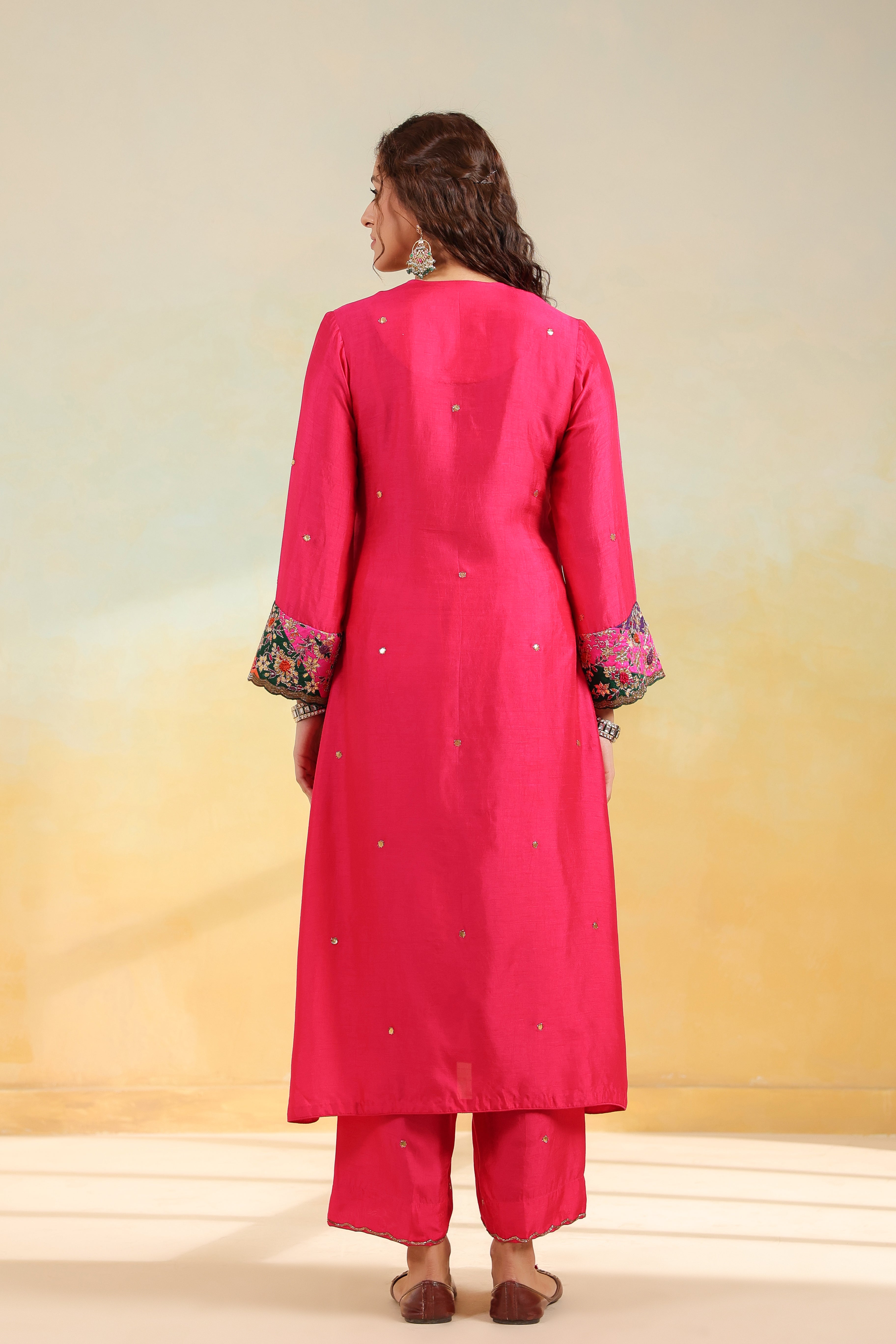 Pink Paisely Gota Patti Kurta Set