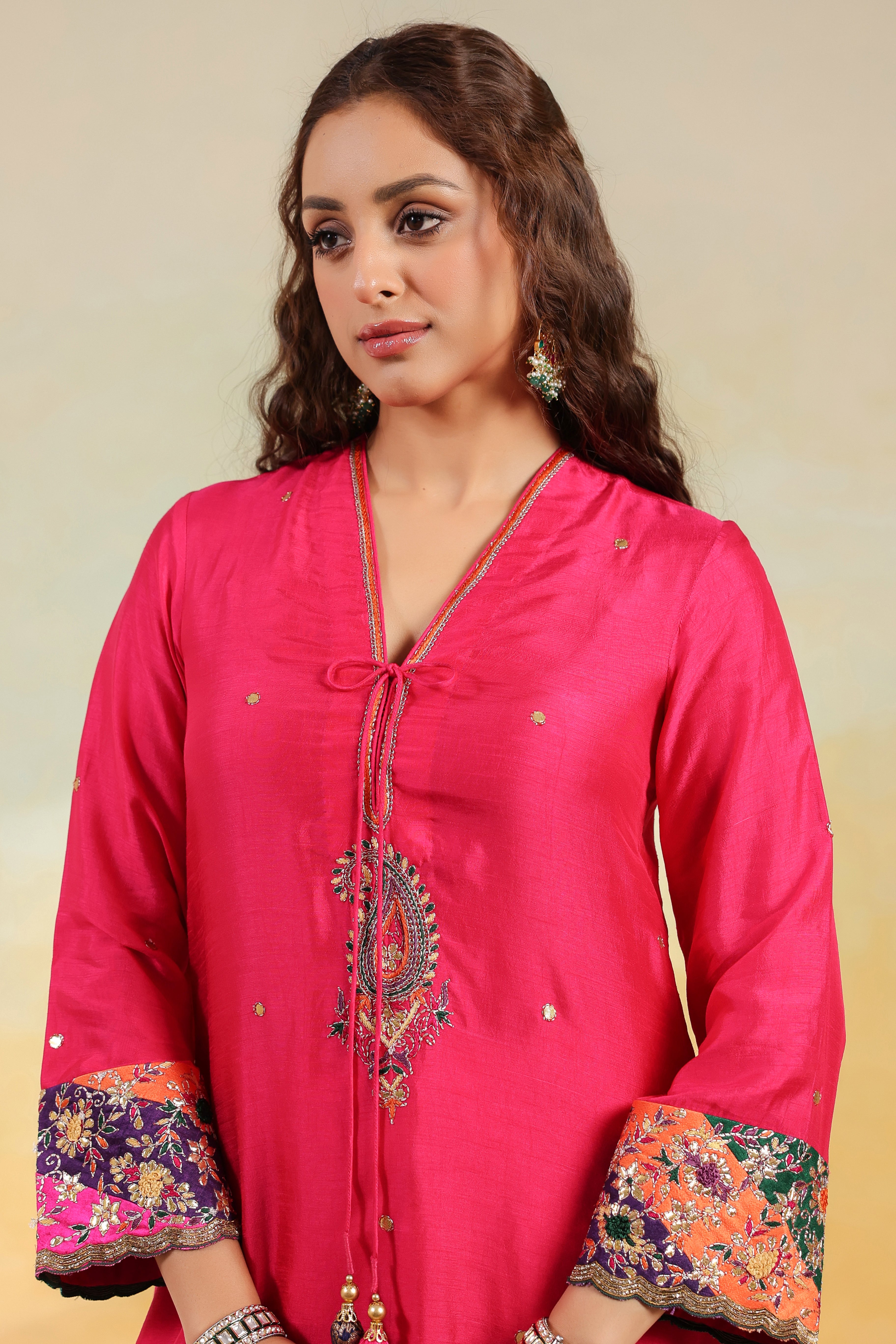 Pink Paisely Gota Patti Kurta Set