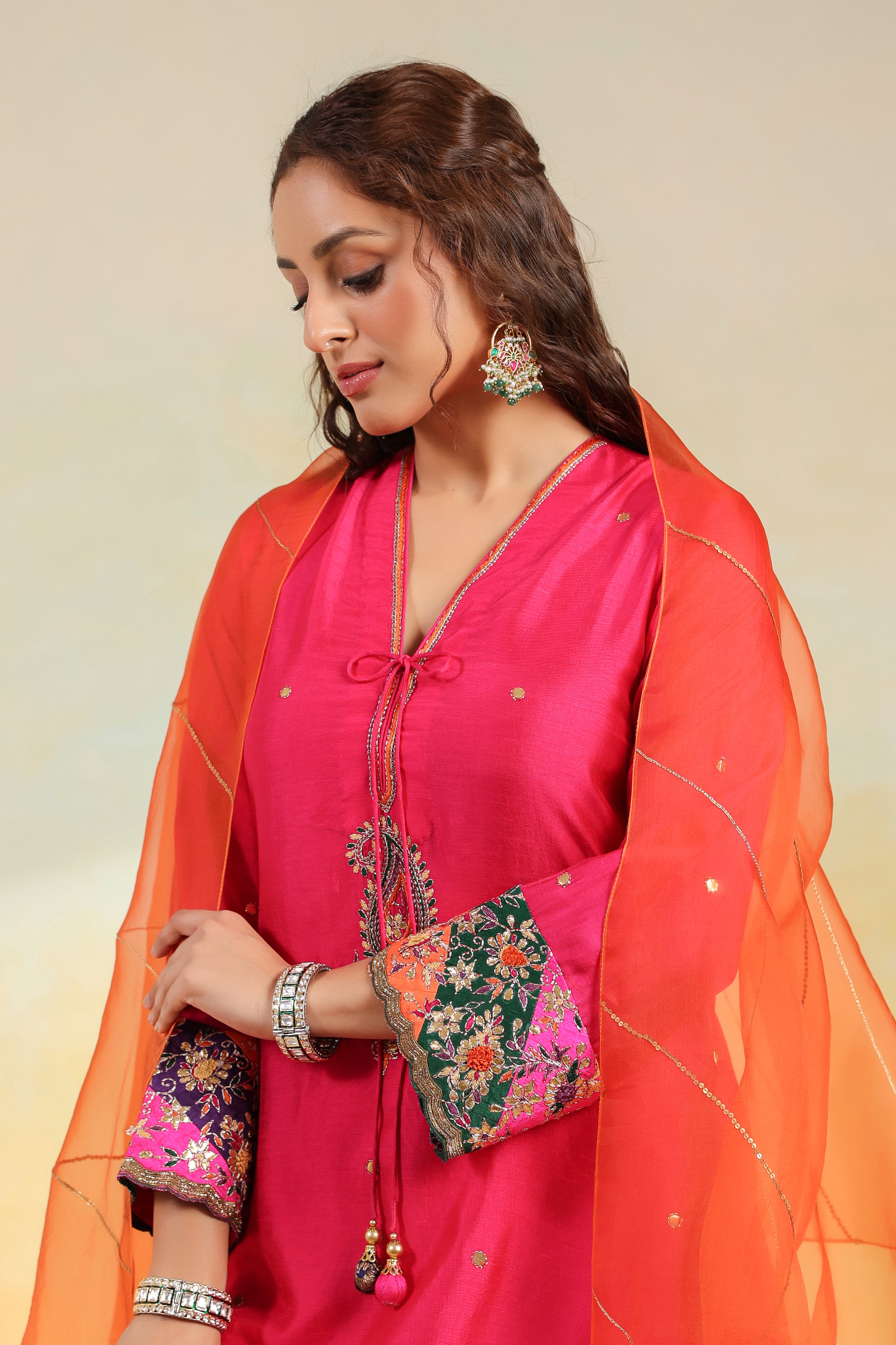 Pink Paisely Gota Patti Kurta Set