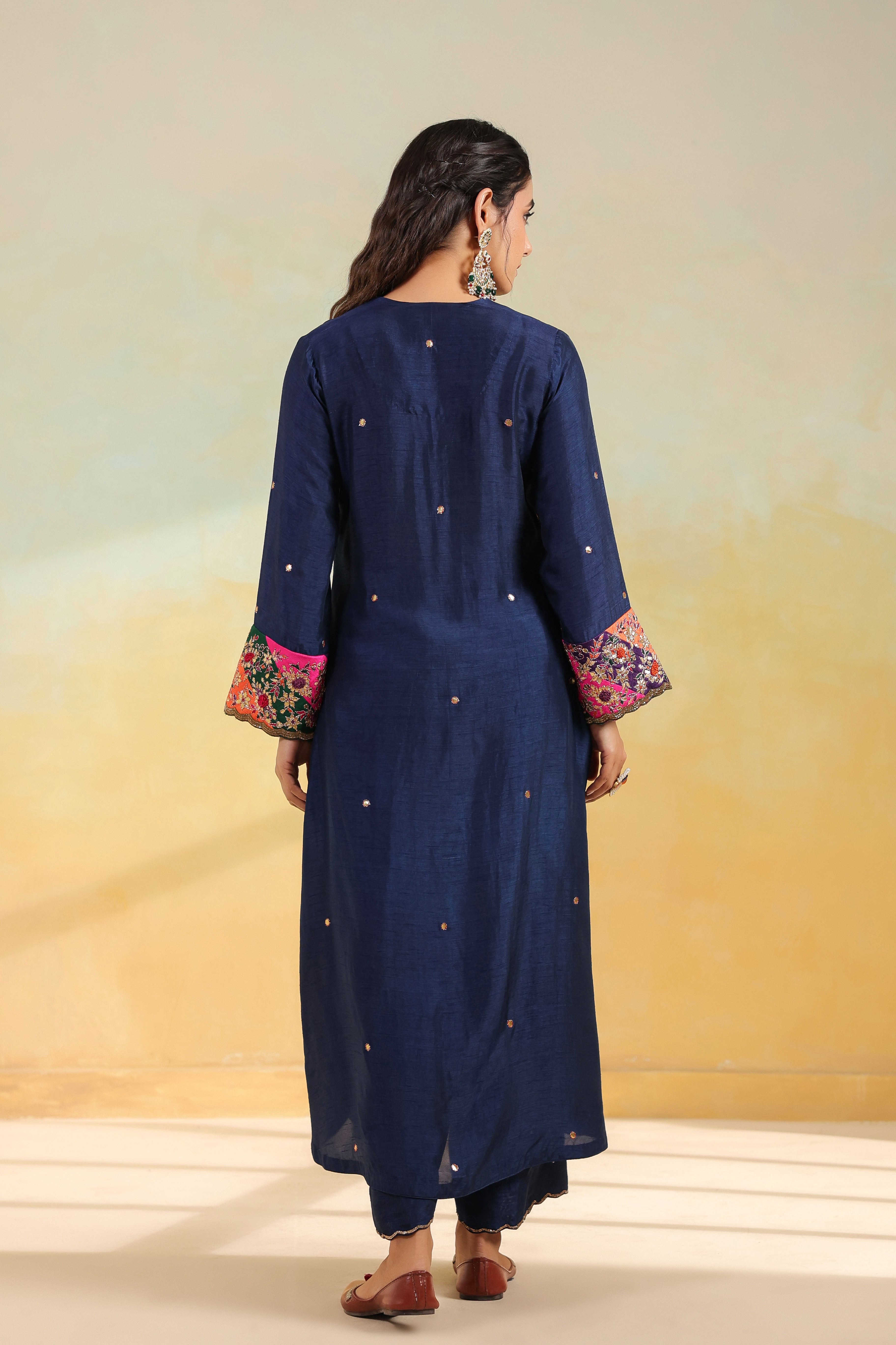 Electric Blue Paisely Gota Patti Kurta Set