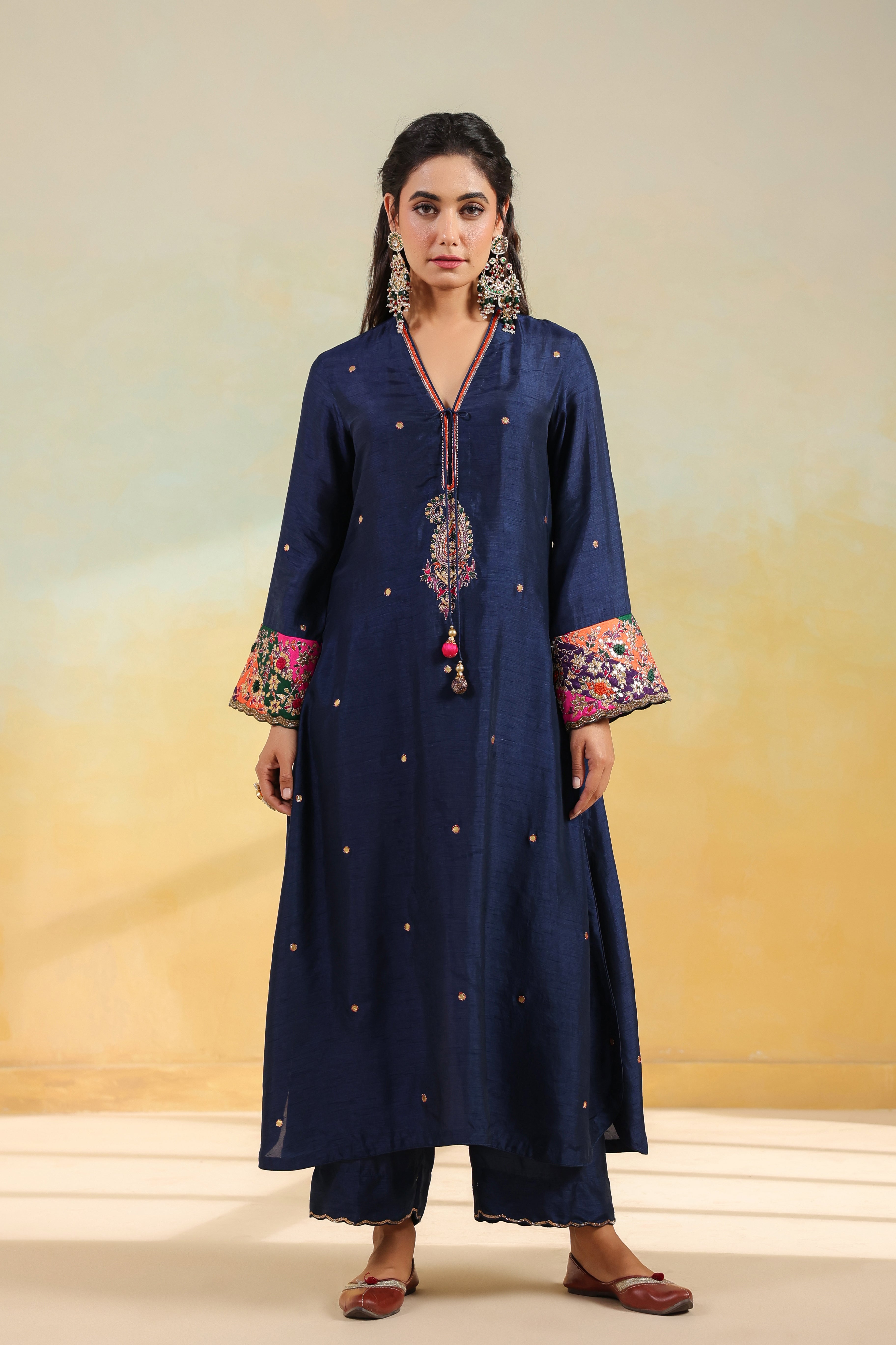 Electric Blue Paisely Gota Patti Kurta Set