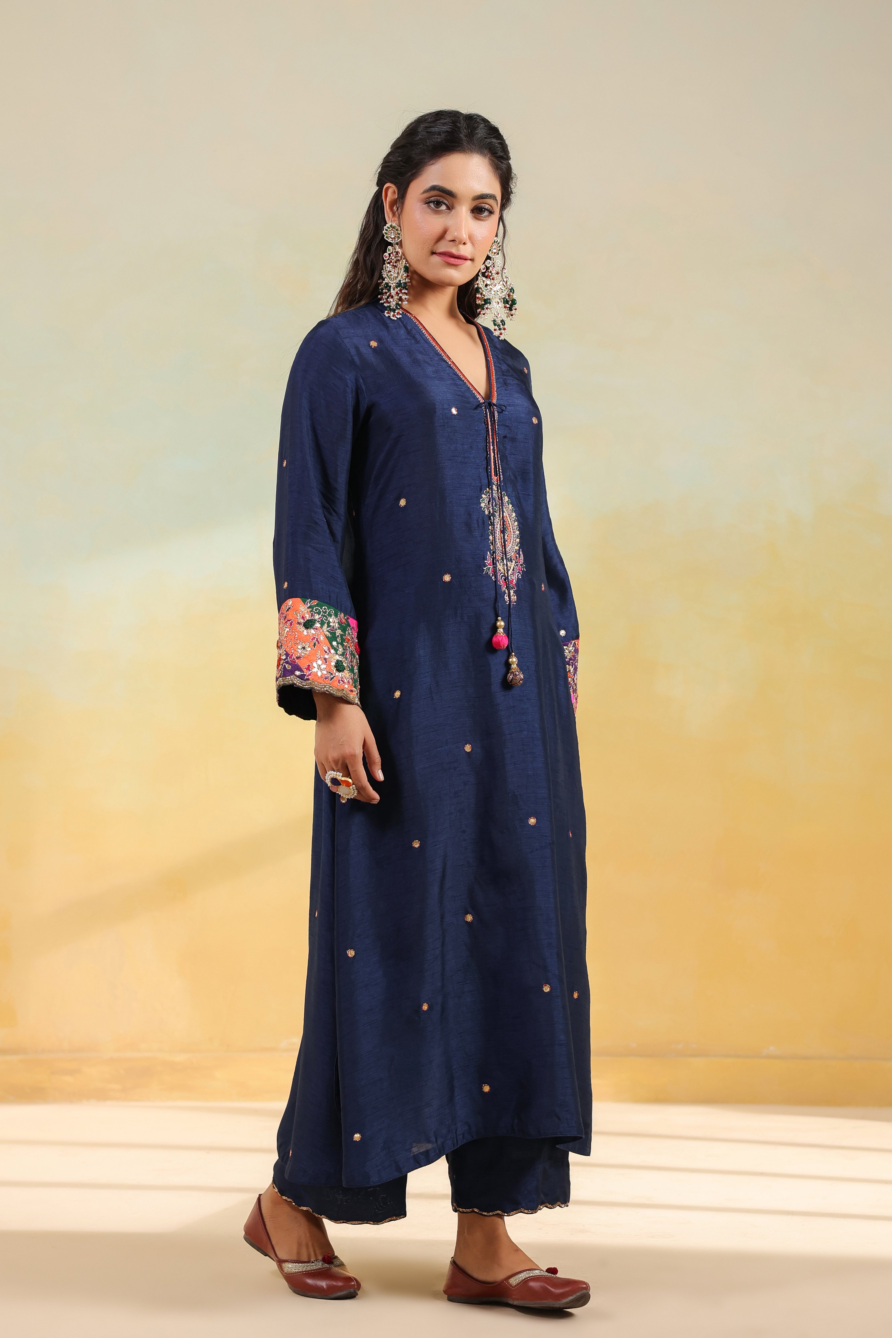 Electric Blue Paisely Gota Patti Kurta Set