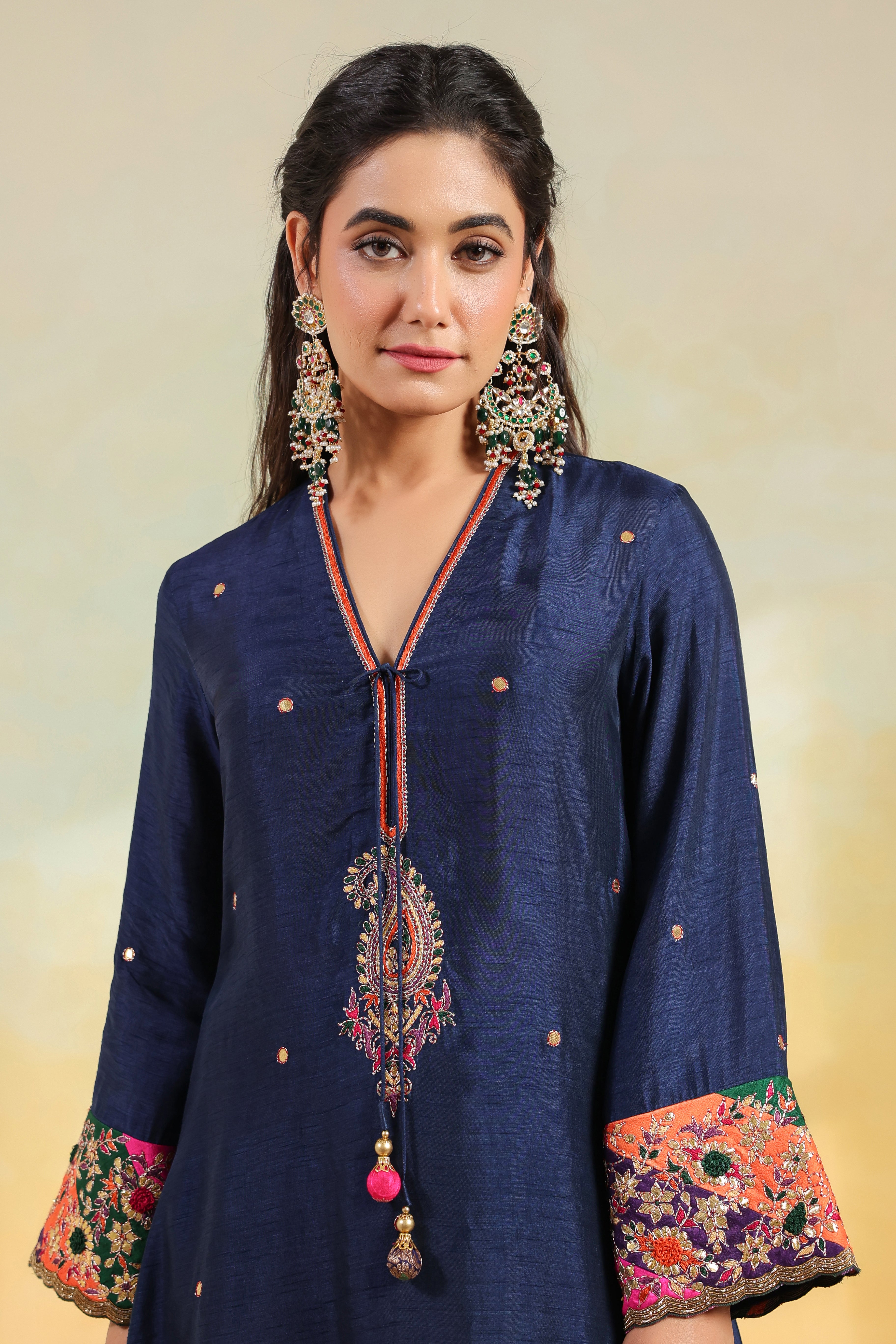 Electric Blue Paisely Gota Patti Kurta Set