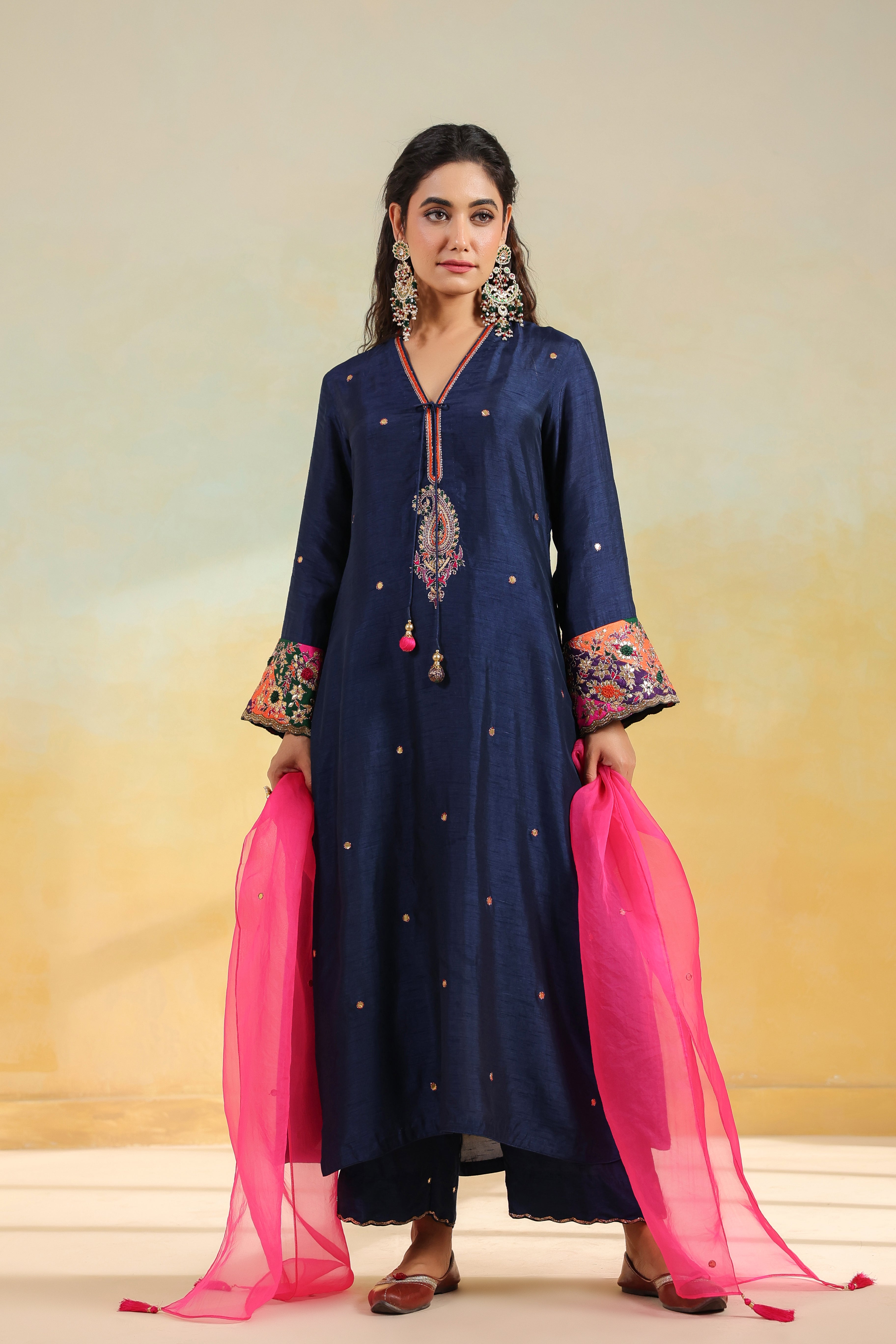 Electric Blue Paisely Gota Patti Kurta Set