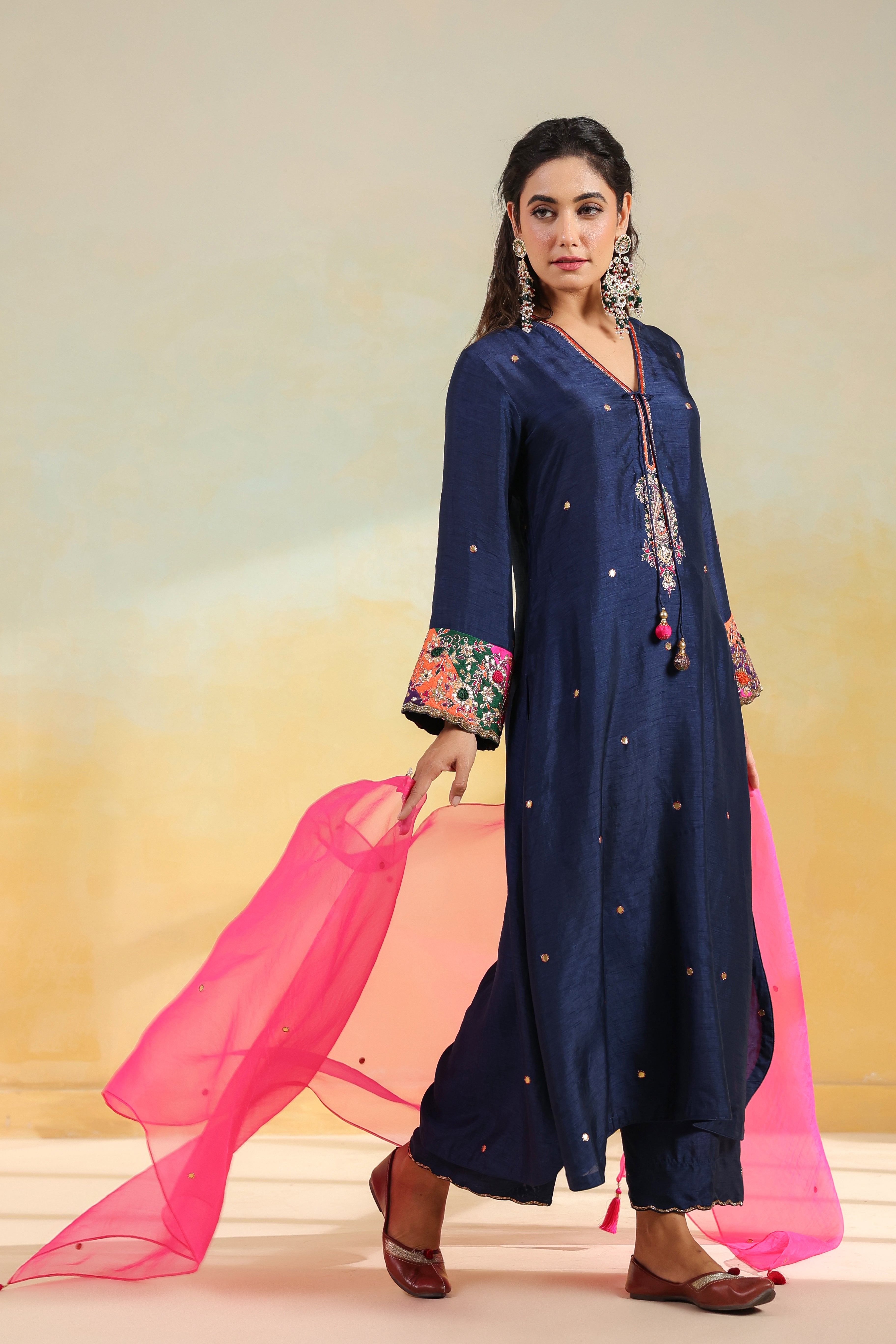 Electric Blue Paisely Gota Patti Kurta Set