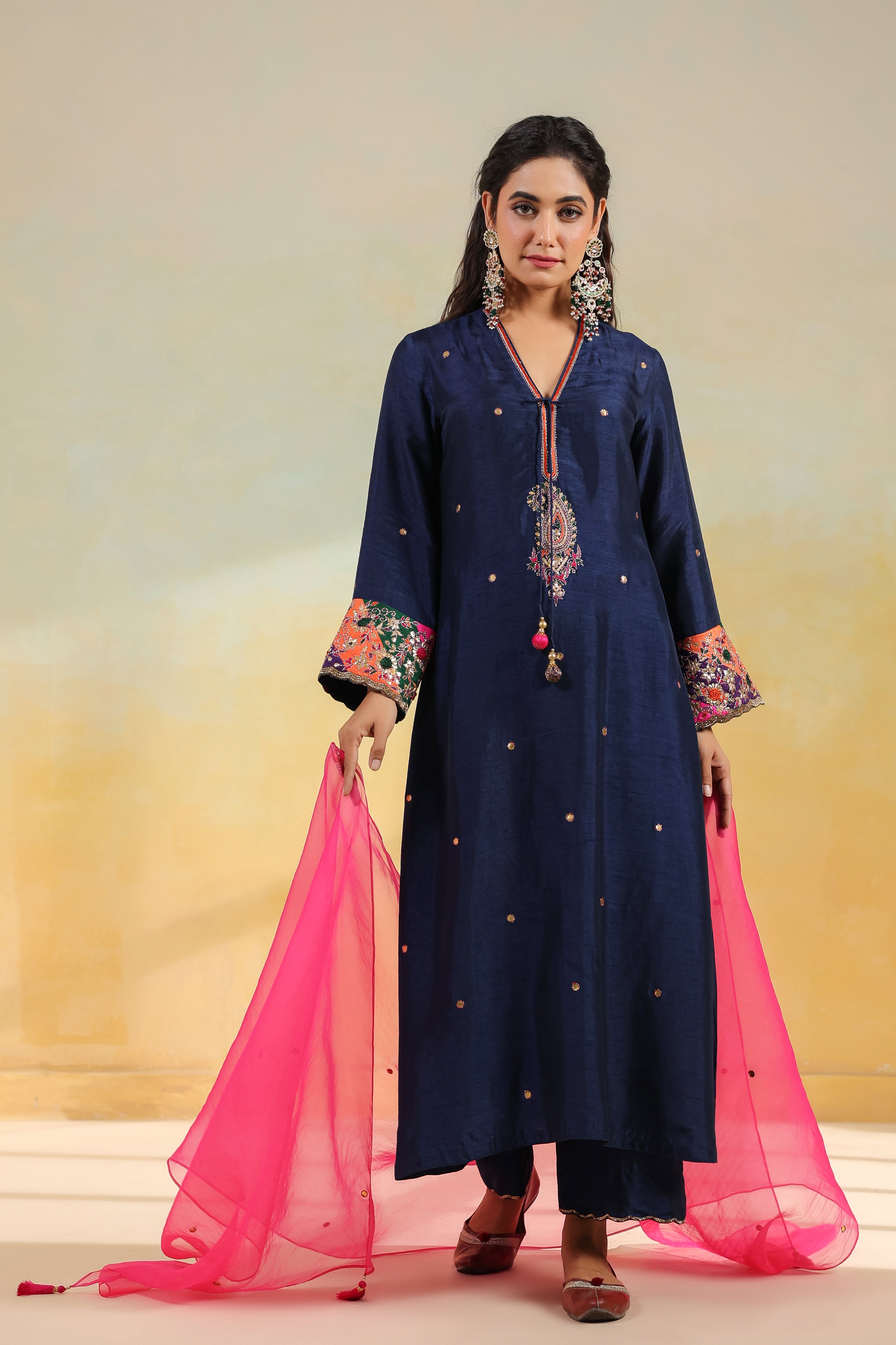 Electric Blue Paisely Gota Patti Kurta Set