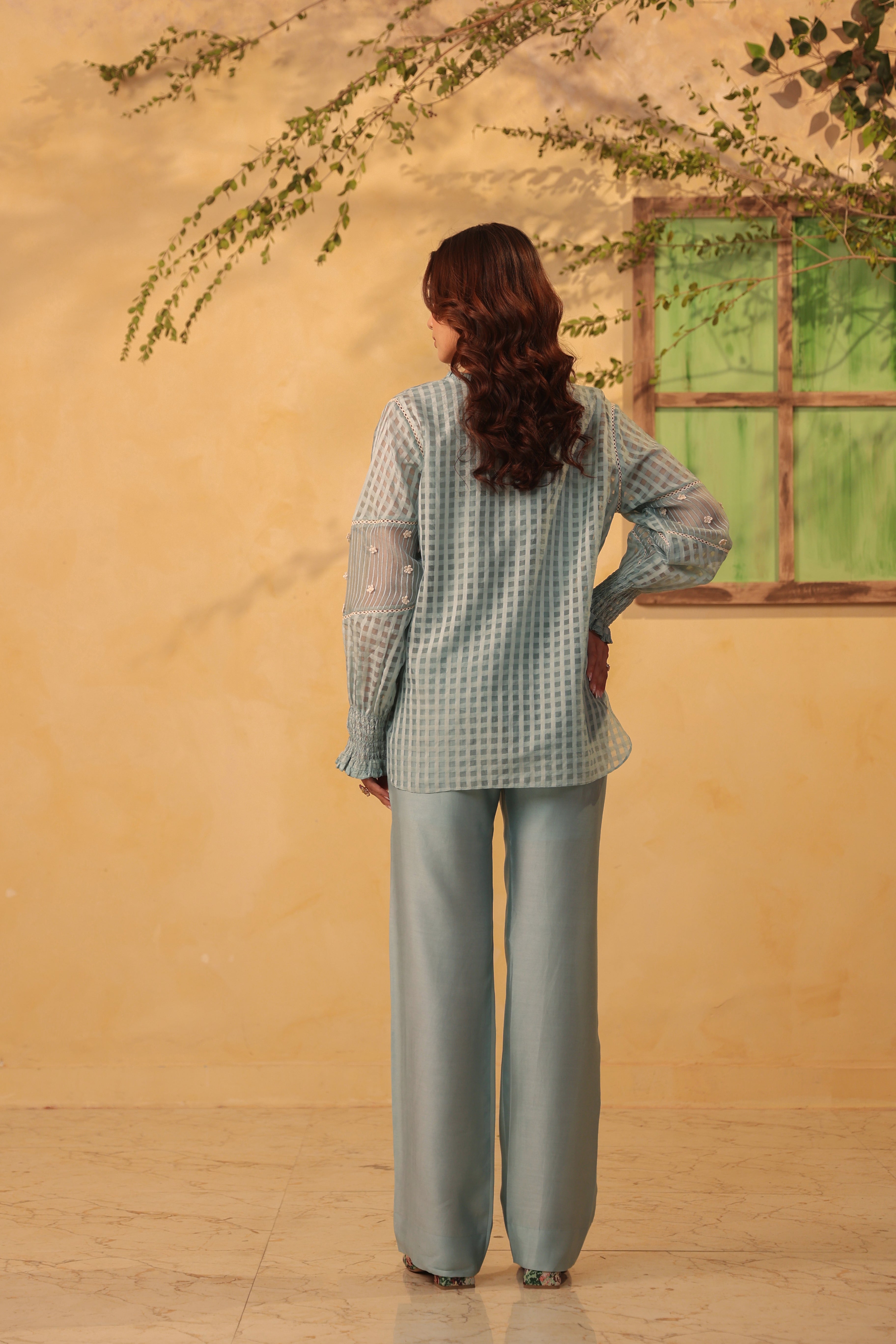 Vaayu Light Blue V Neck Co ord Set