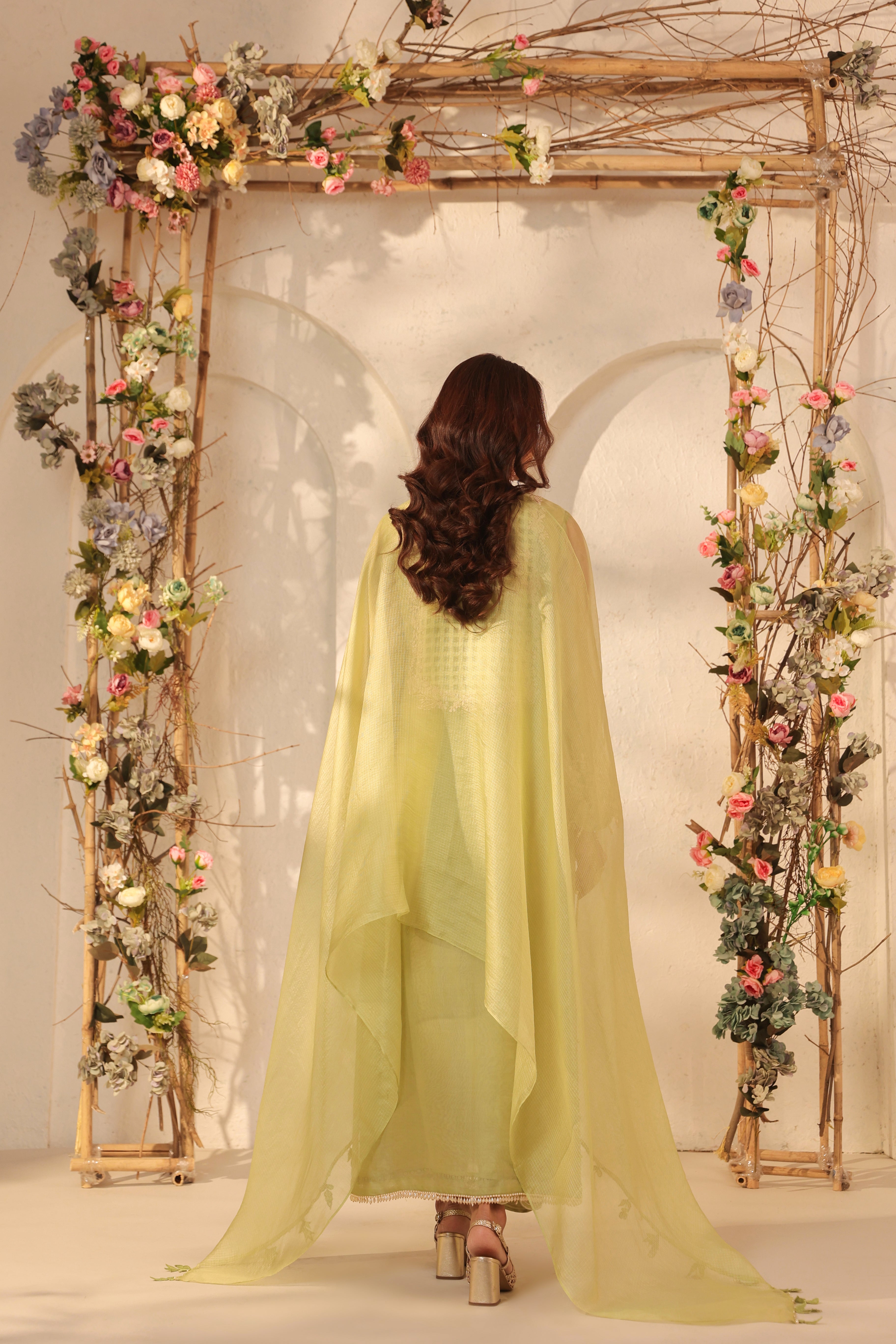 Vaayu Green Heavy Jaal Kurta Set