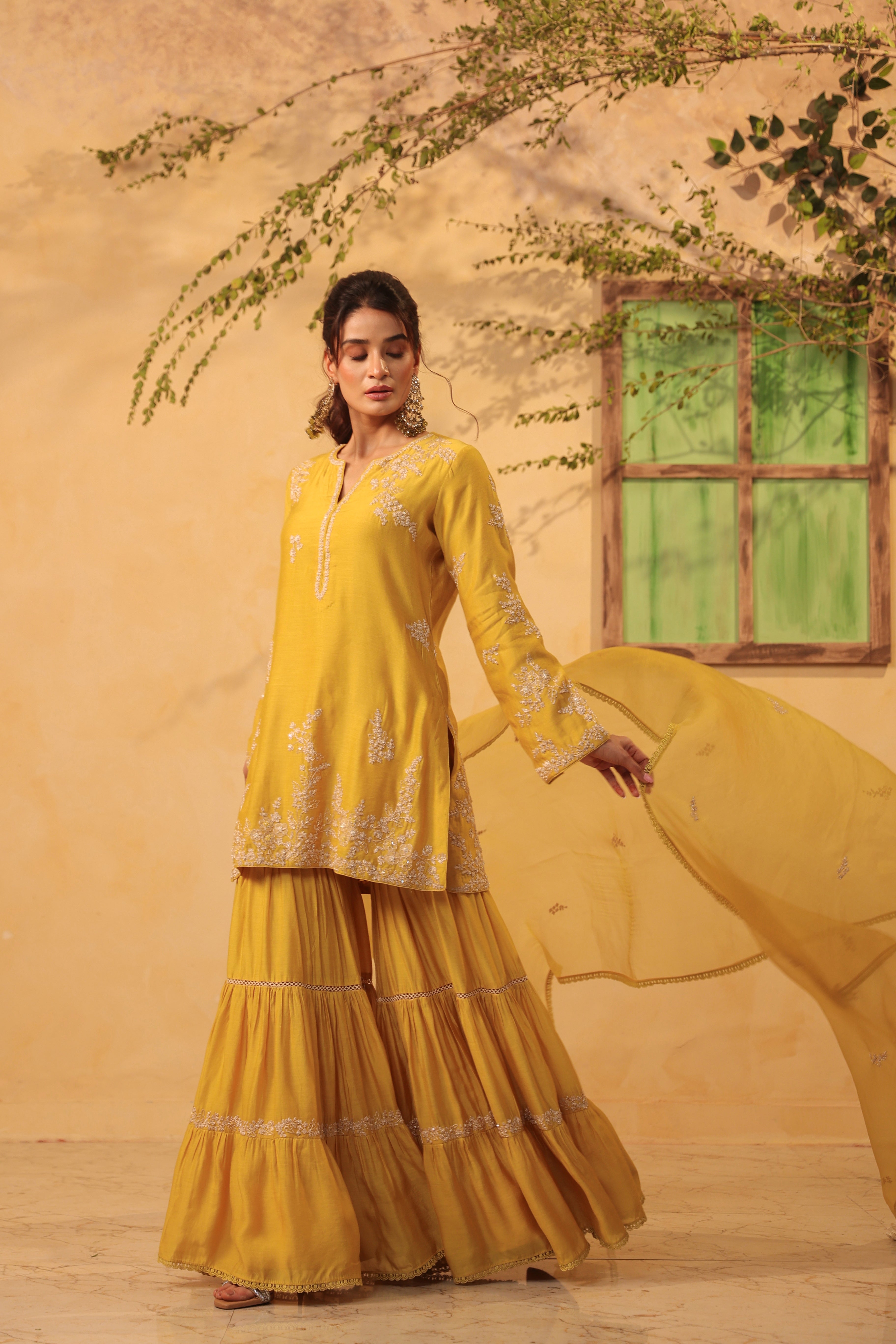 Vaayu Yellow Heavy Sharara Set
