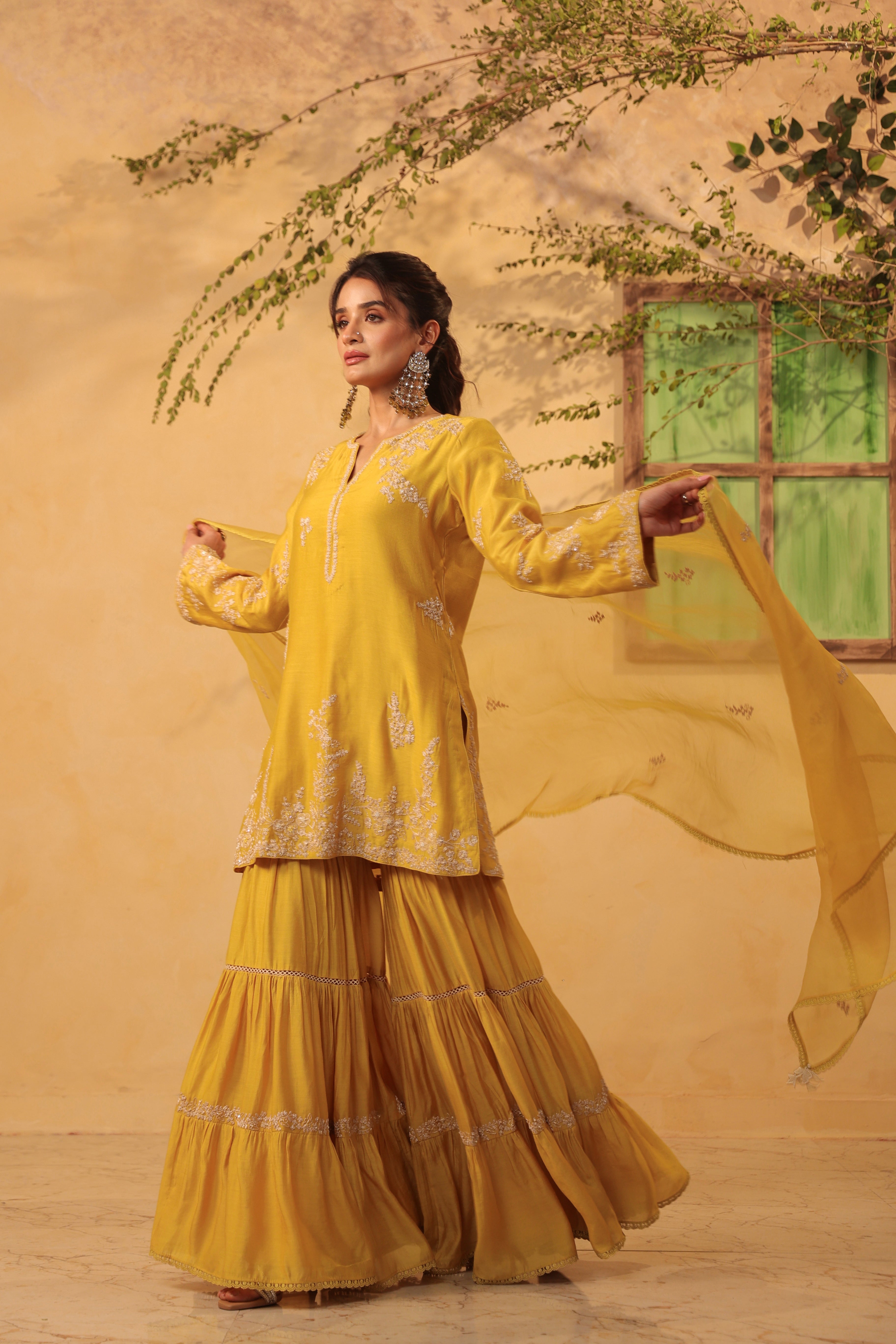 Vaayu Yellow Heavy Sharara Set