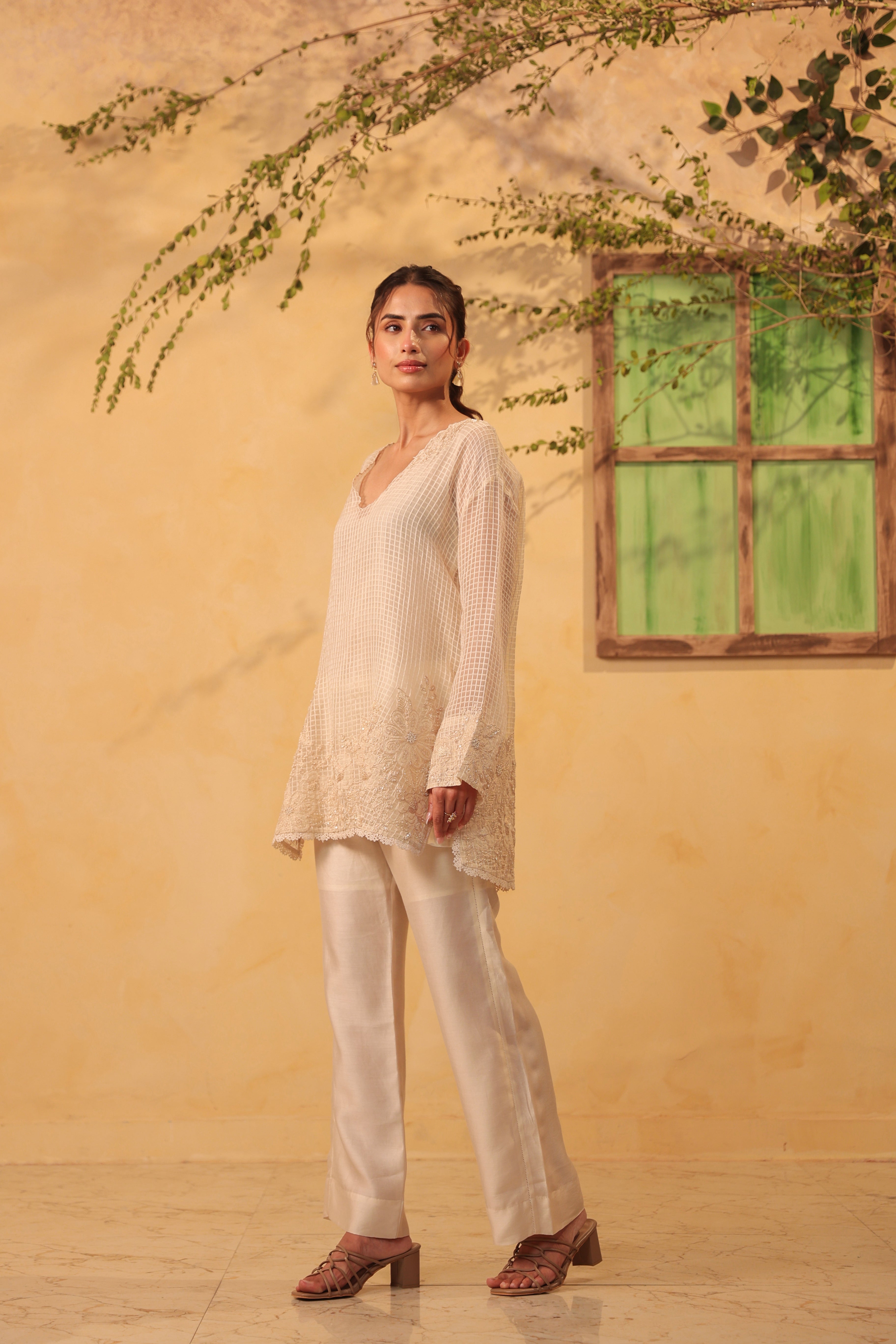 Vaayu Ivory Heavy Applique Co-Ord Set