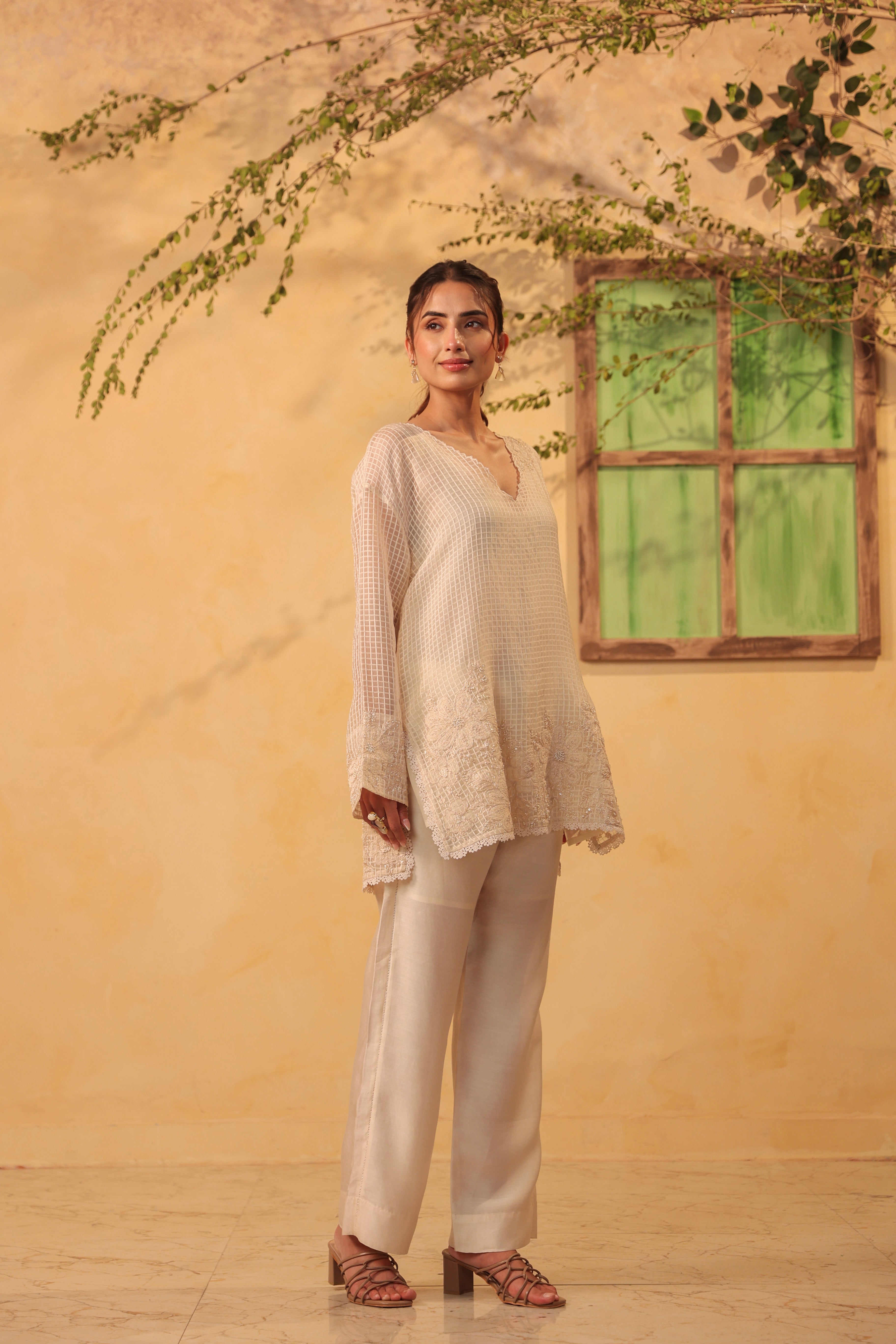 Vaayu Ivory Heavy Applique Co-Ord Set