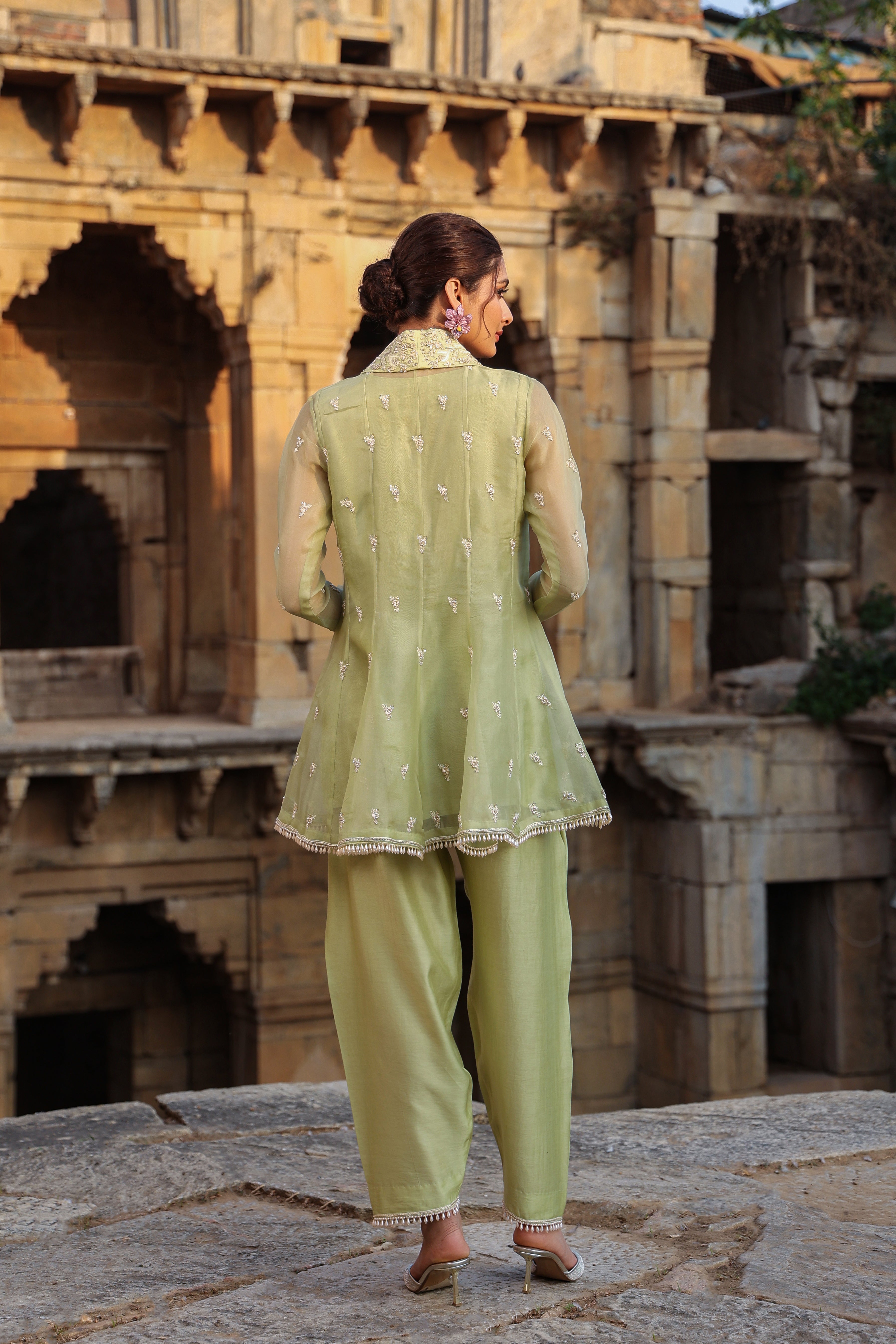 Vaayu Green Short Kalidar Set
