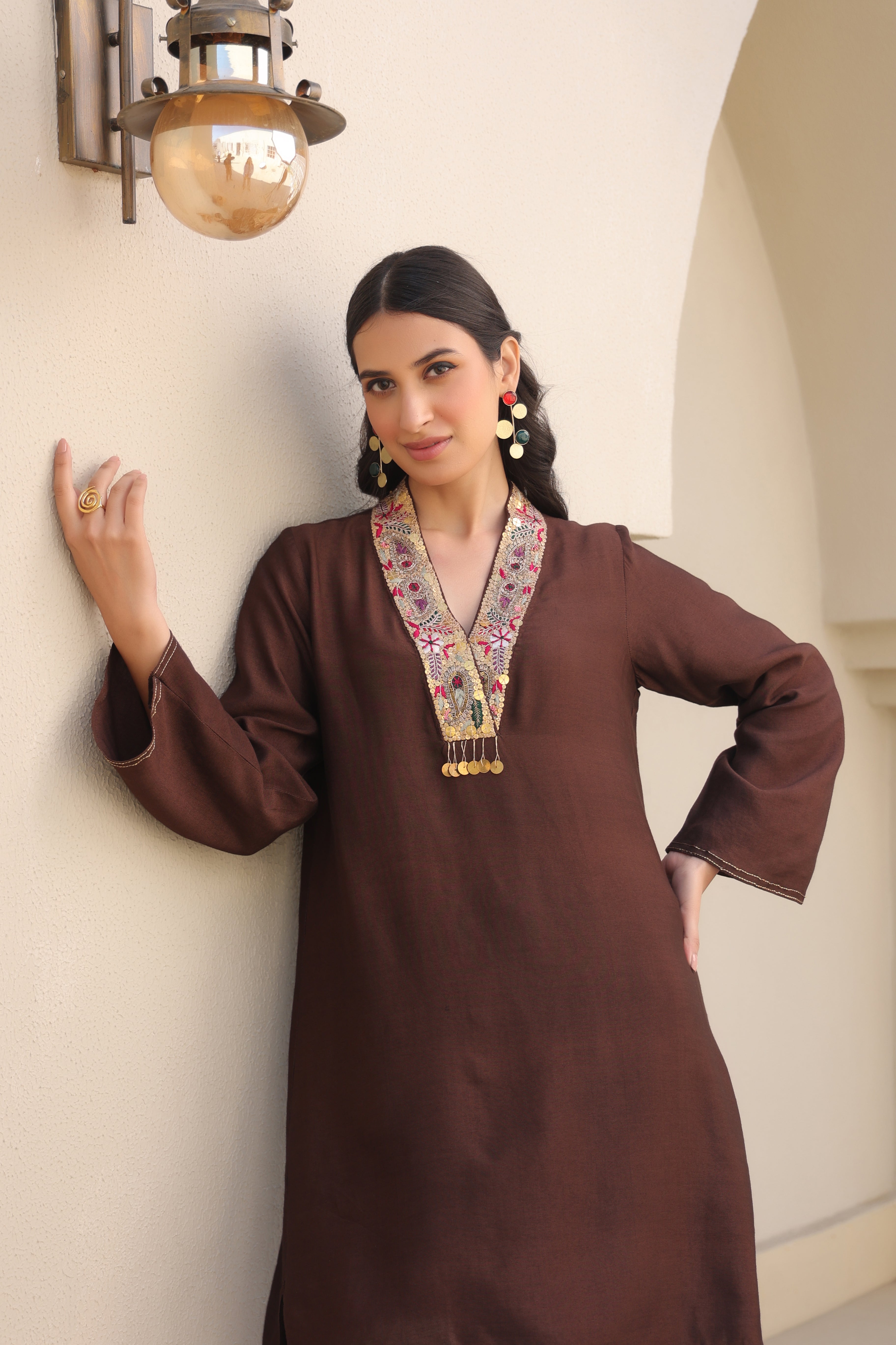 Zardosi Paisley V Neck Co-ord Set