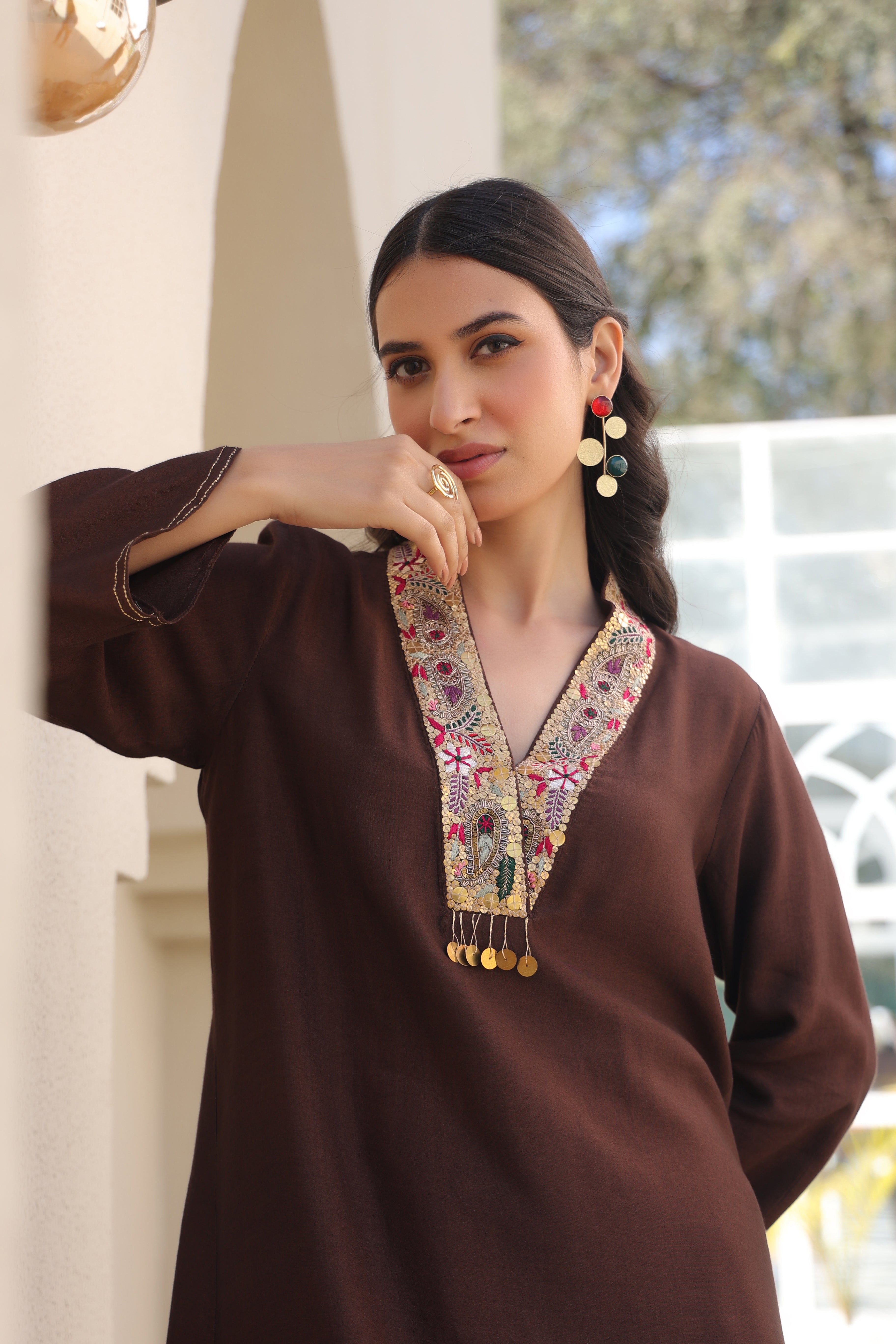 Zardosi Paisley V Neck Co-ord Set