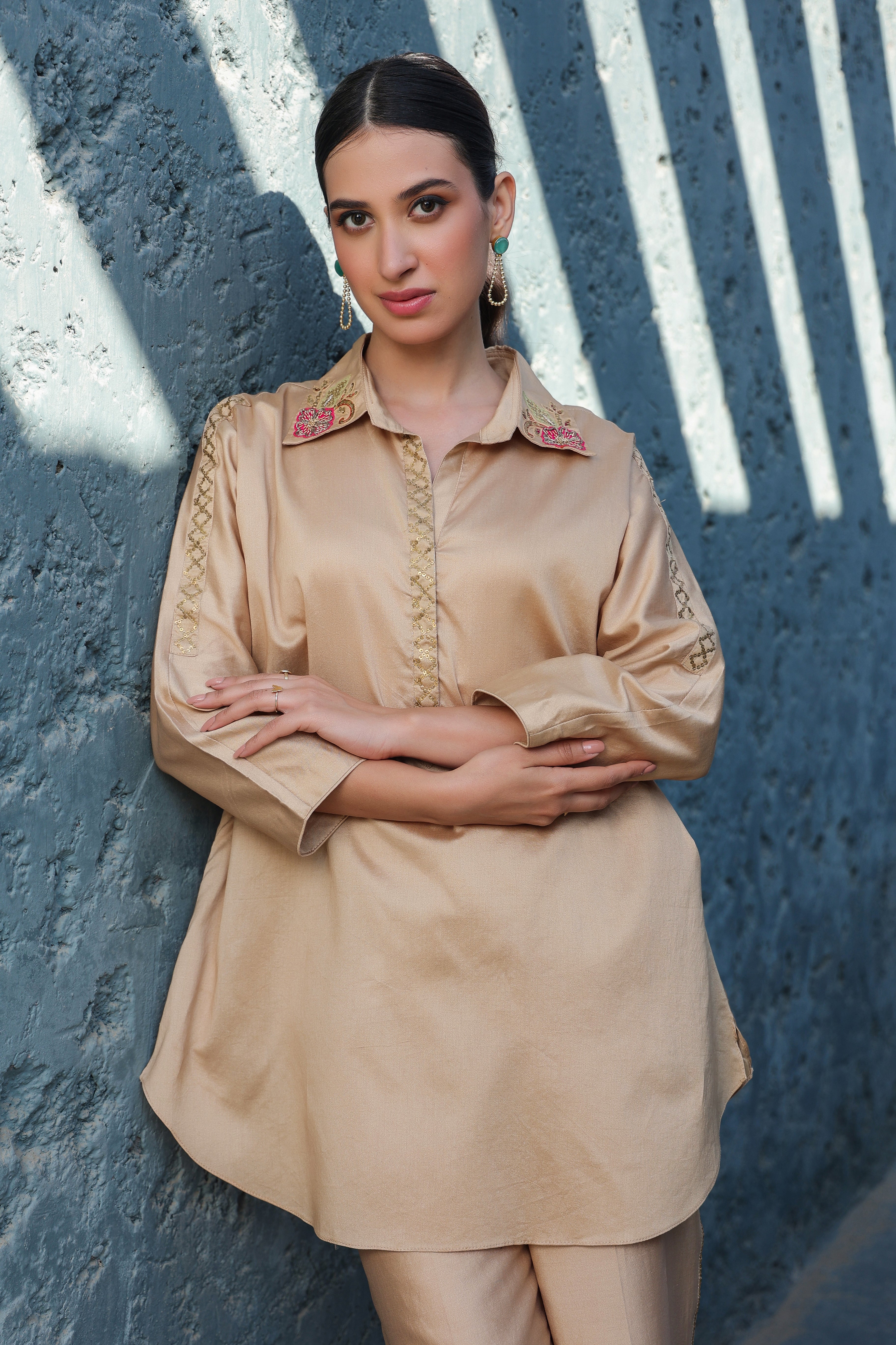 Zardosi Applique Collar Co-ord Set