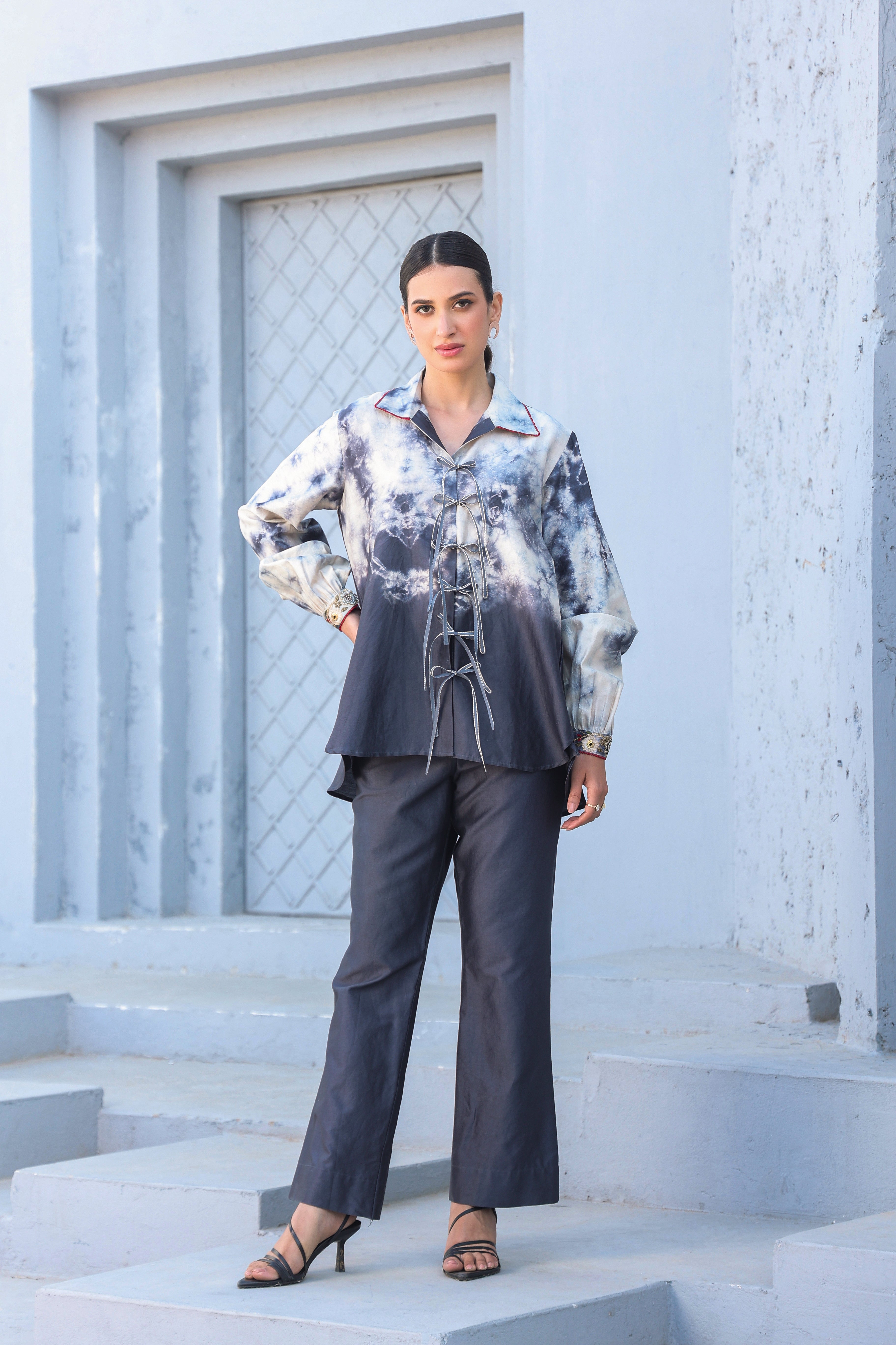 Shibori Rose Tie-Up Co-ord Set