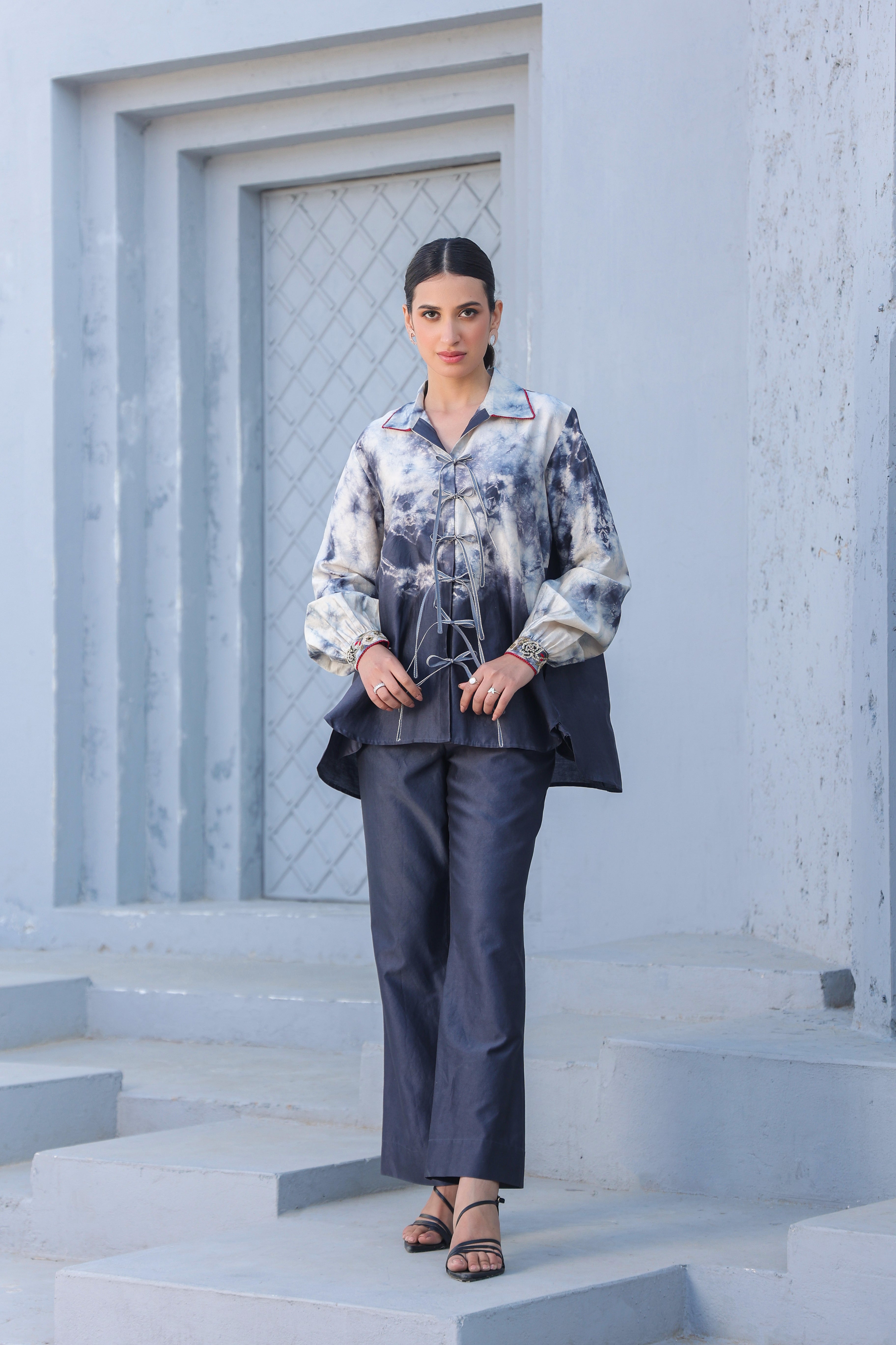 Shibori Rose Tie-Up Co-ord Set