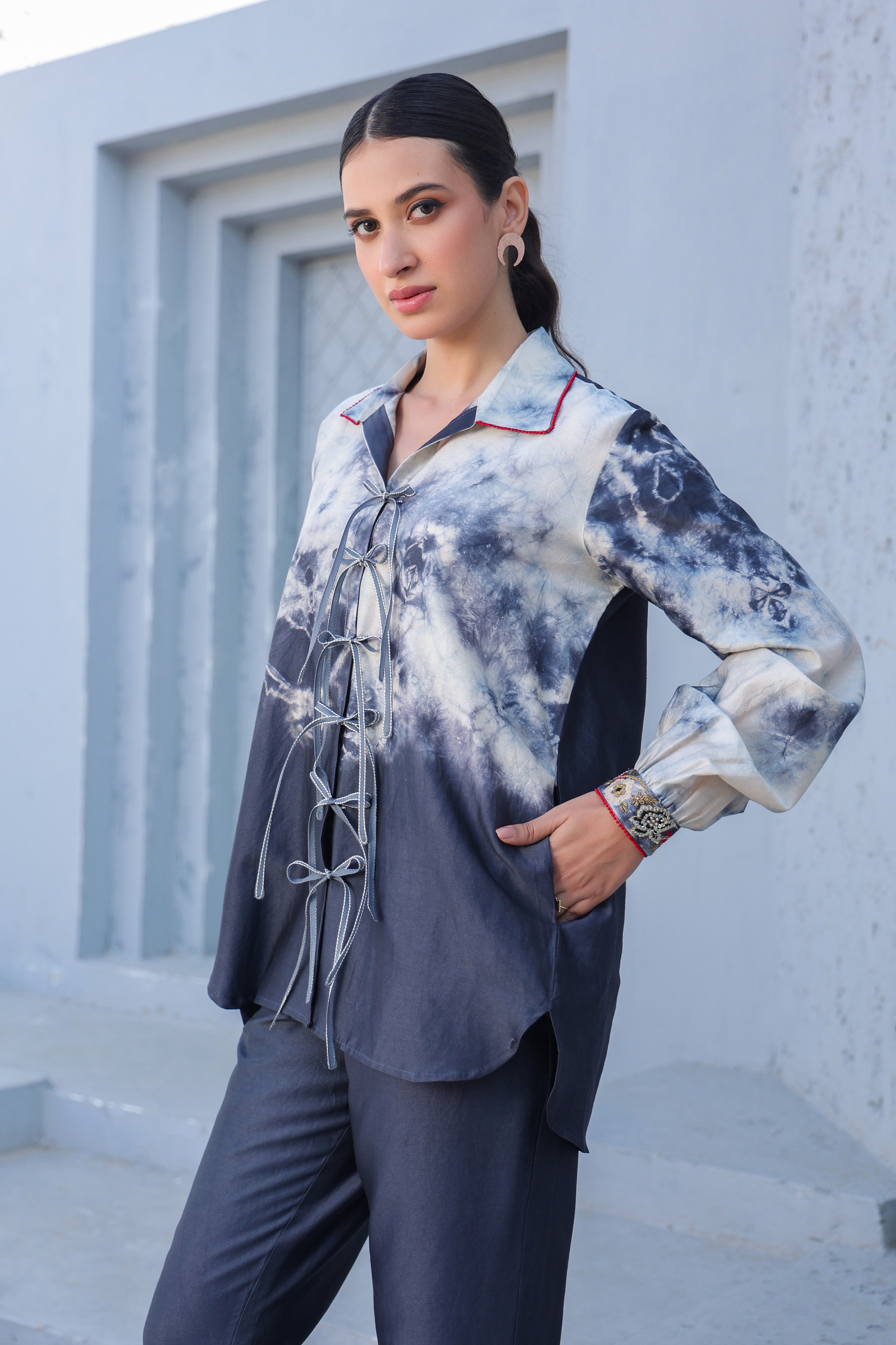 Shibori Rose Tie-Up Co-ord Set